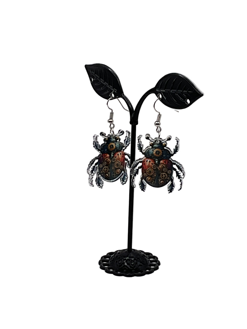 Steampunk Beetle Earrings