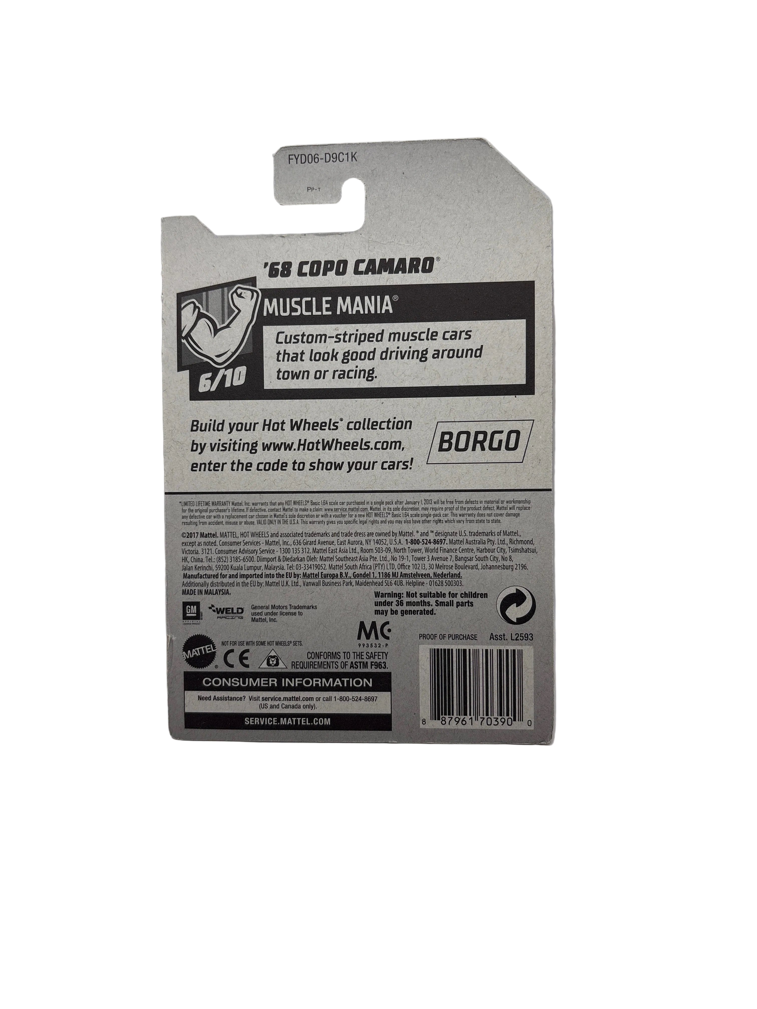 Hot Wheels 68 COPO Camaro Diecast white