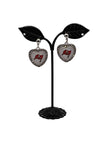 Football Heart And Crystal Earrings