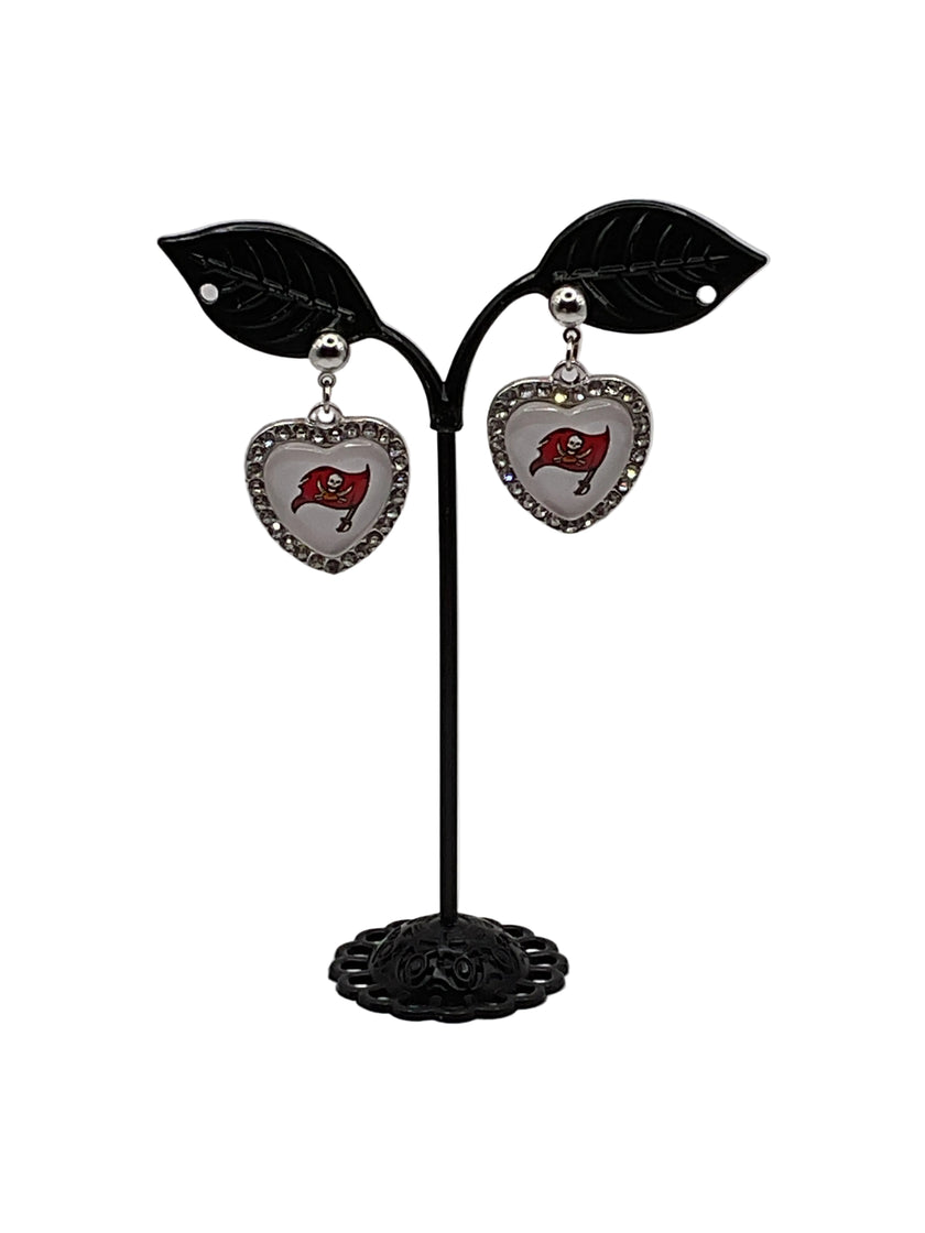 Football Heart And Crystal Earrings