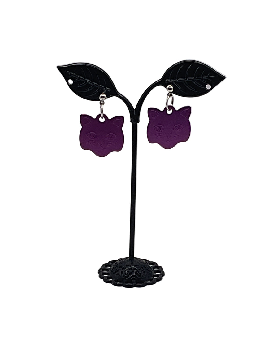 Cat Head Tag Earrings