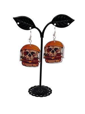 Double Skull Burger Earrings
