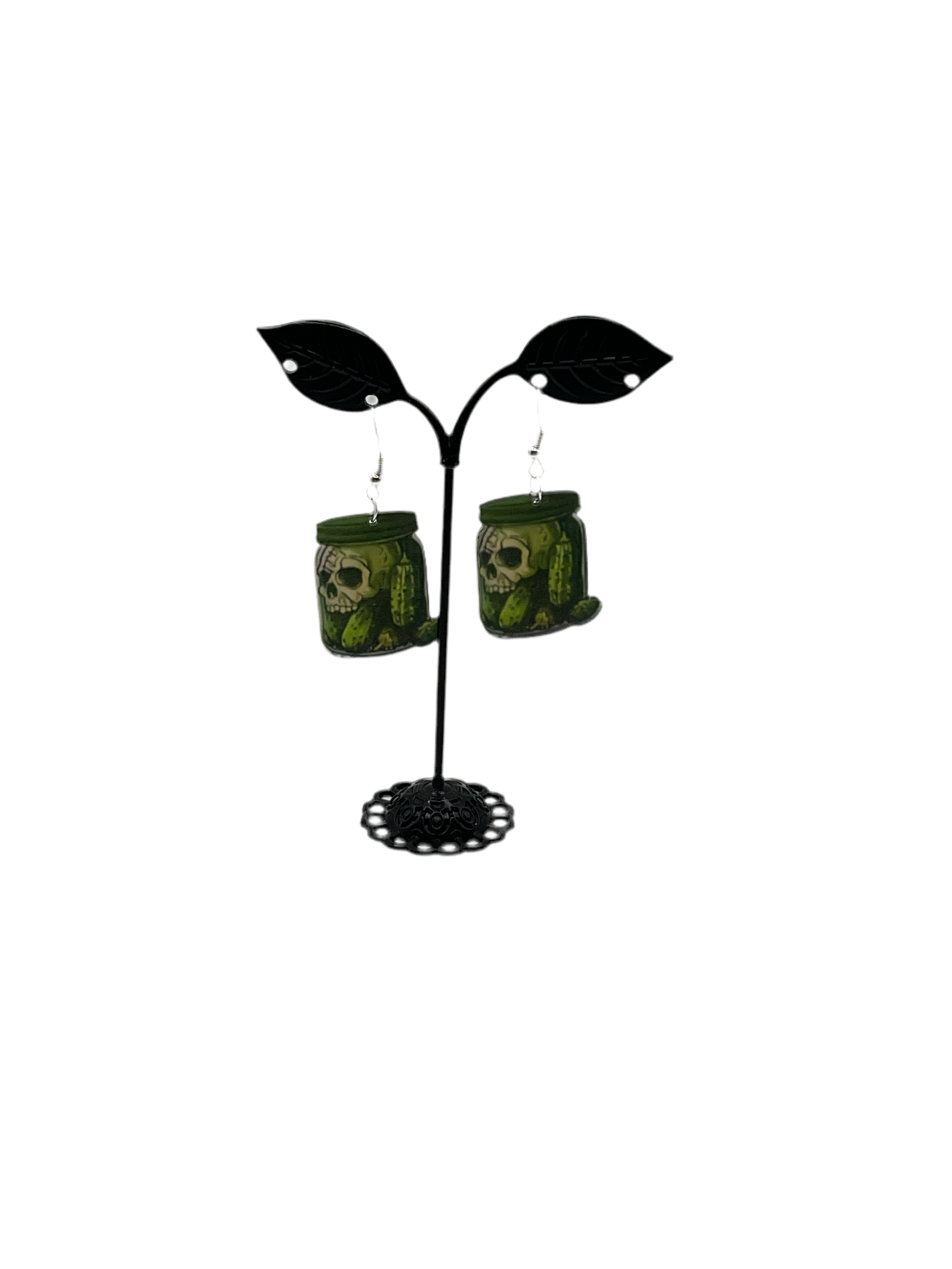 Pickle skull earrings