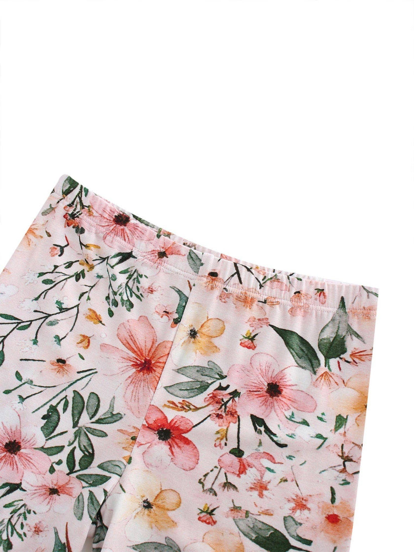 PoshTOT Pink Flower Print 2 Piece Short Sleeves PJ Set