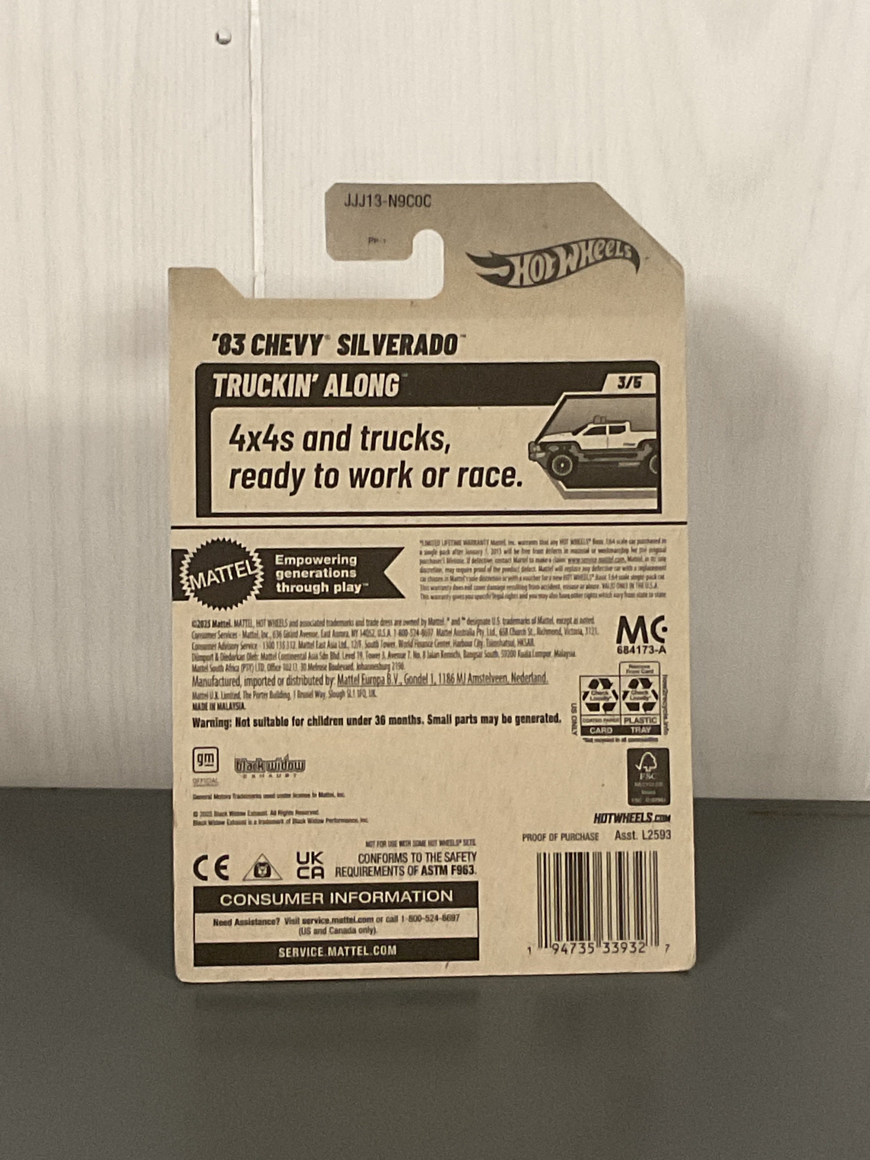 Hot Wheels ‘83 Chevy Silverado Diecast Black
