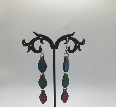 Wooden Christmas Lights Earrings