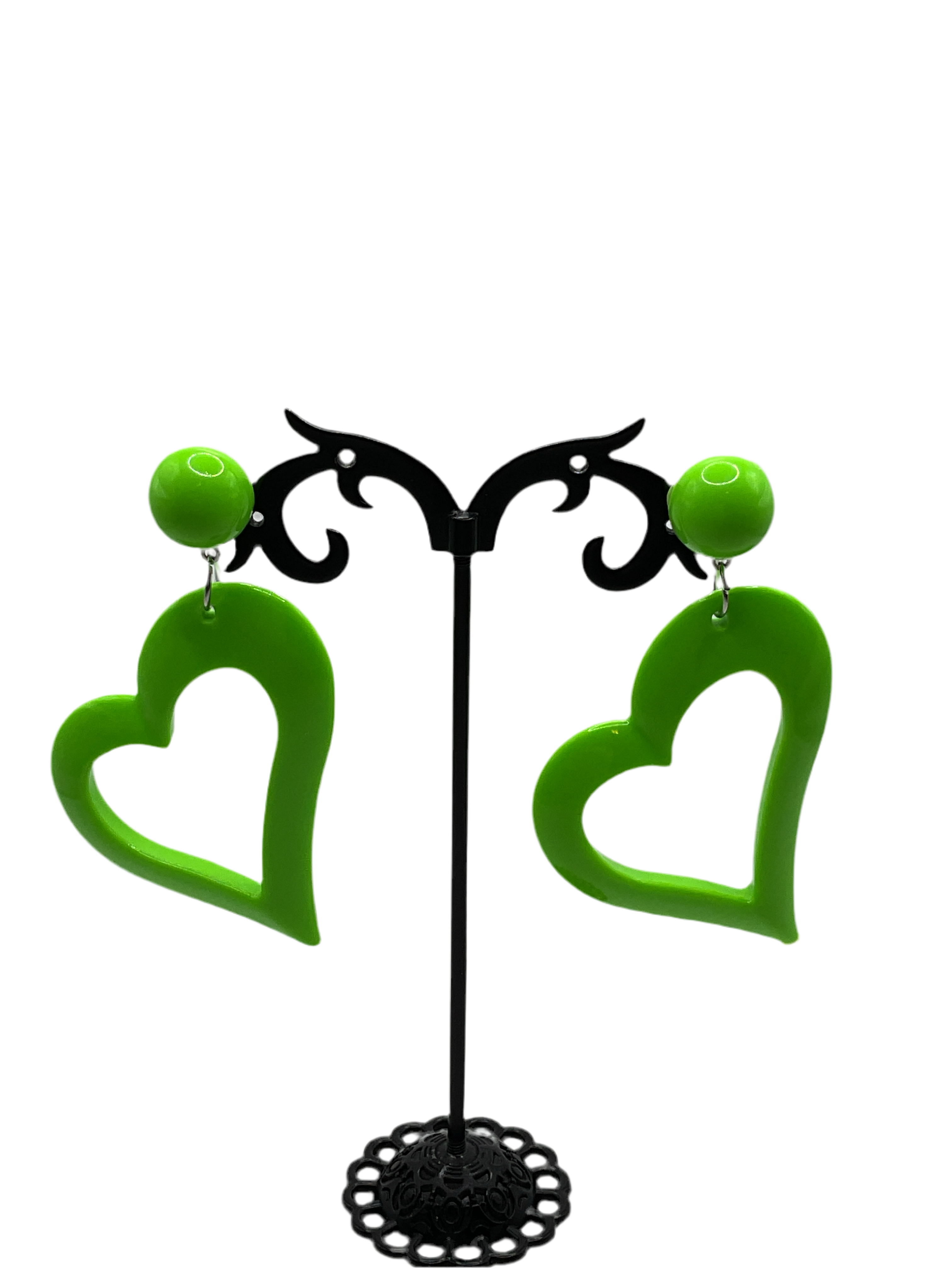 Green heart earrings