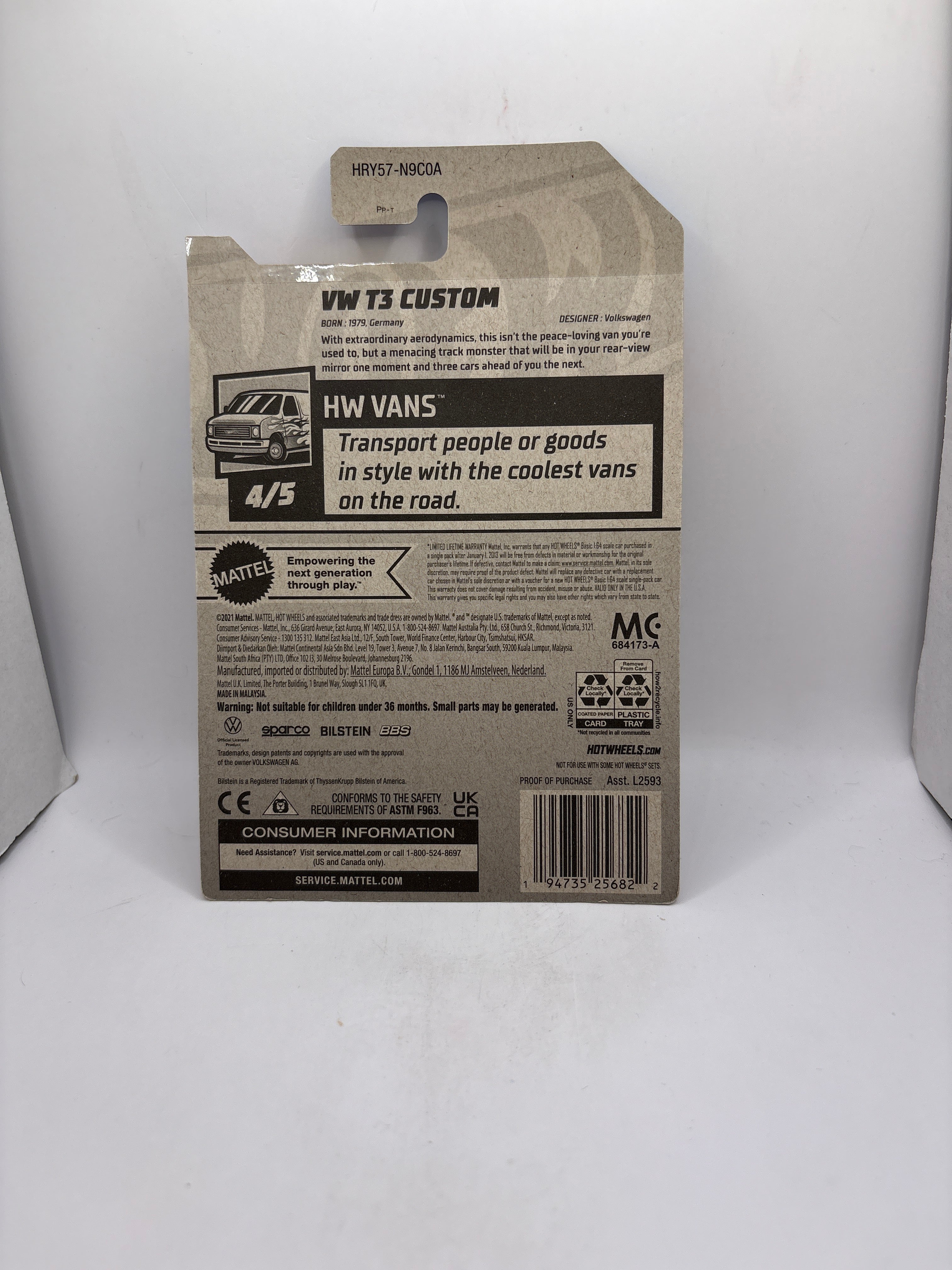 Hot Wheels VW T3 Custom Diecast multi color