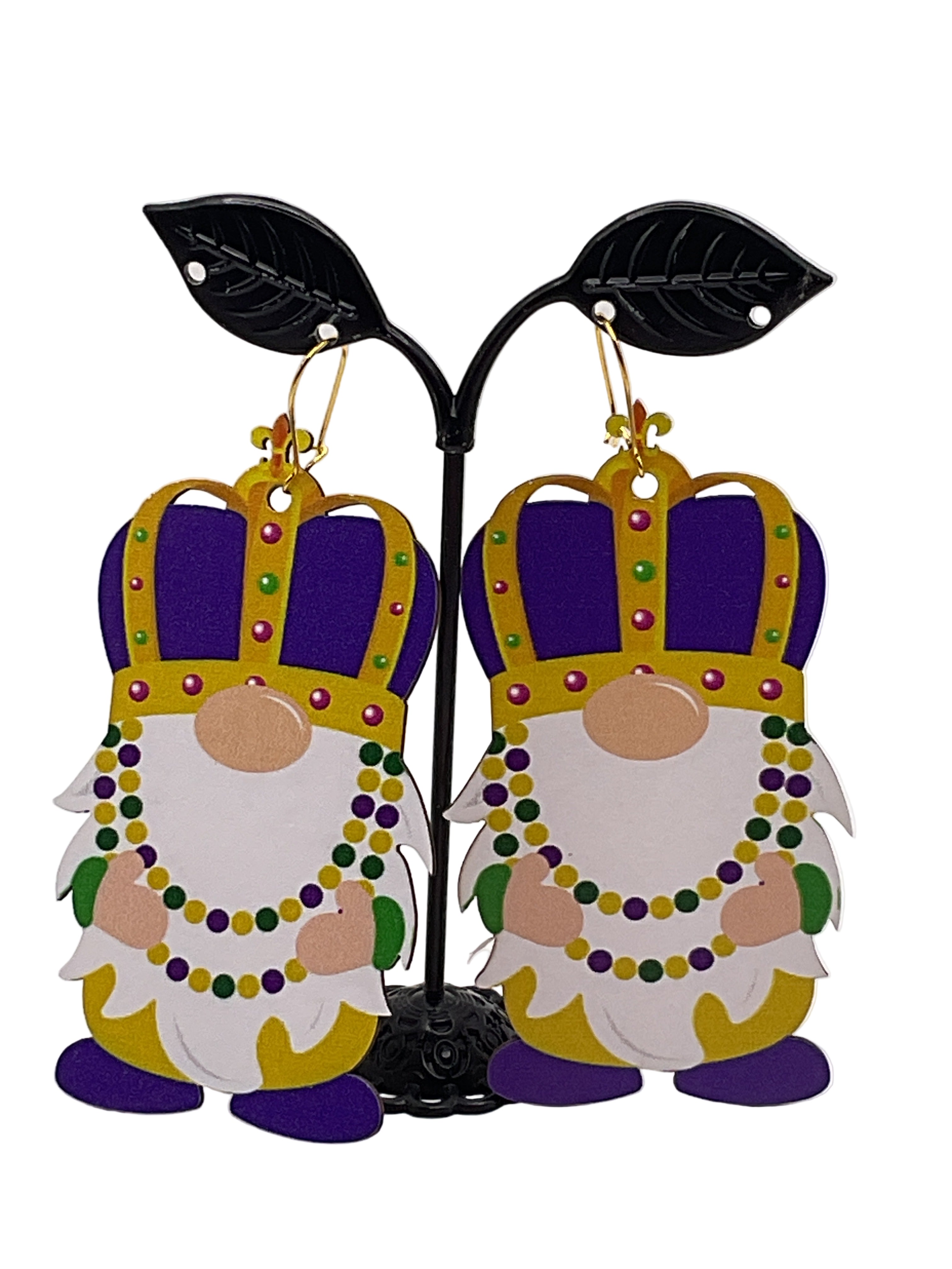 Mardi Gras Wooden Earrings