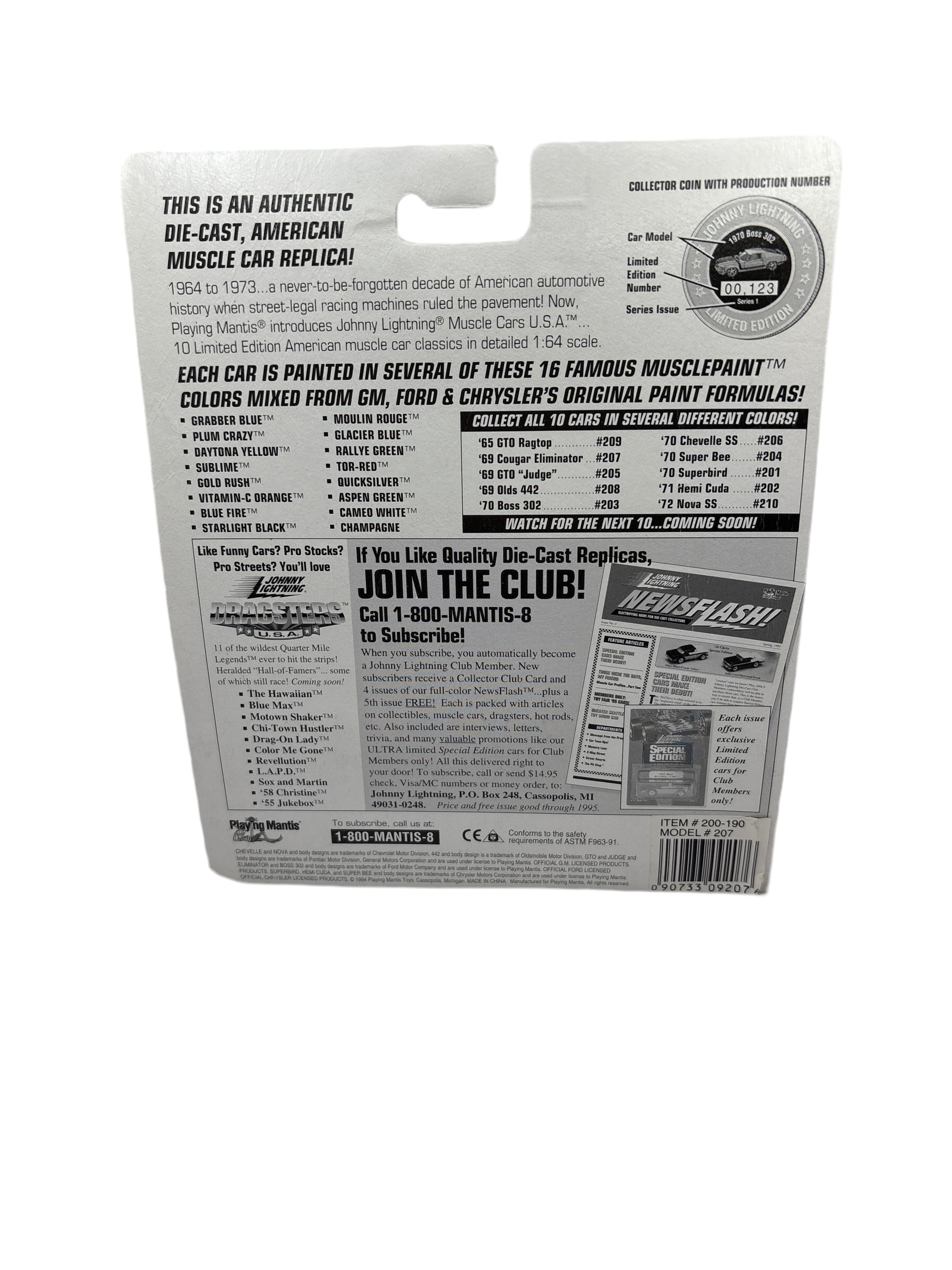 Johnny Lightning 1969 Eliminator Diecast