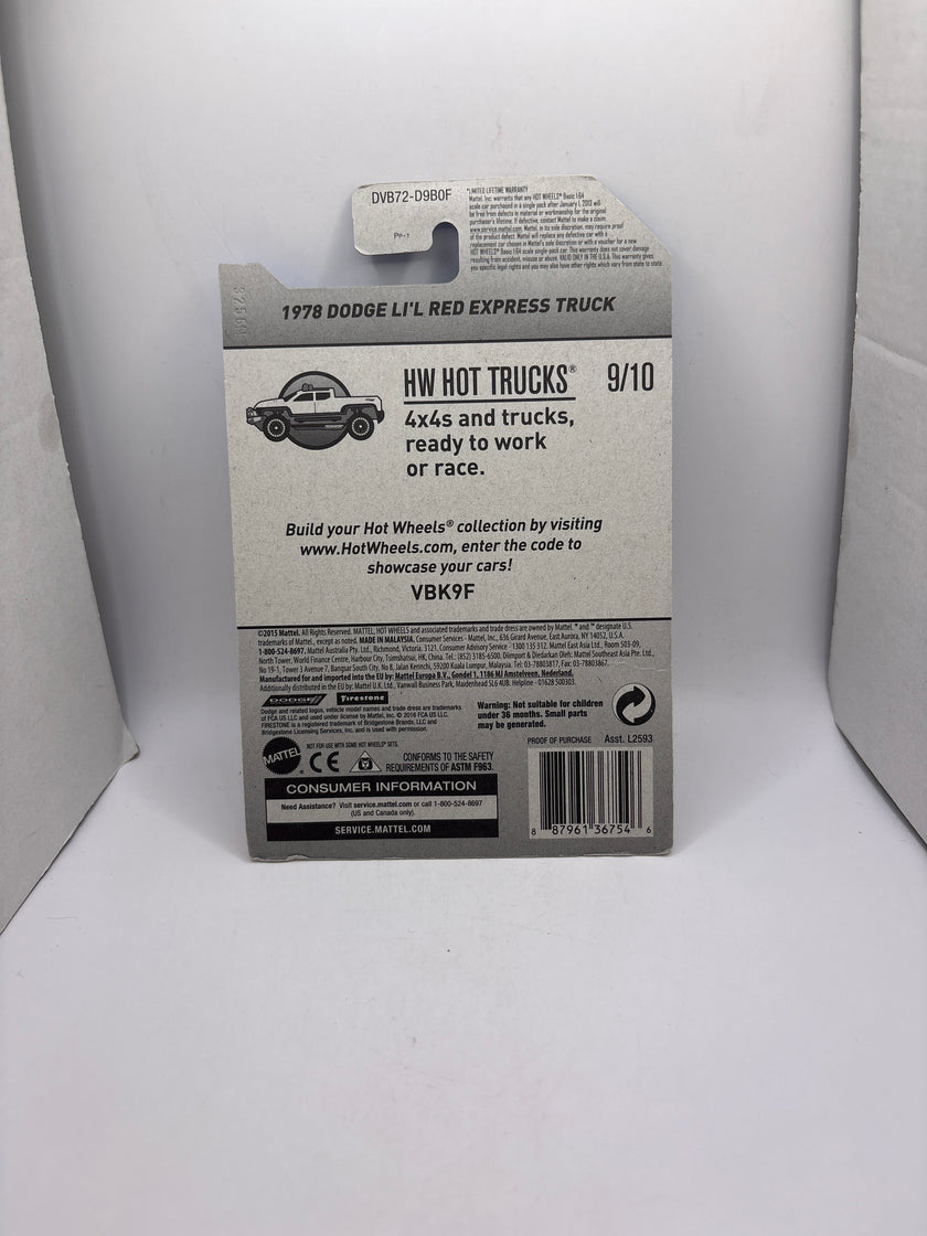 Hot Wheels 1978 Dodge Li’l Red Express Truck Diecast blue