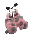 Rex Rabbit Fur Caterpillar Earrings
