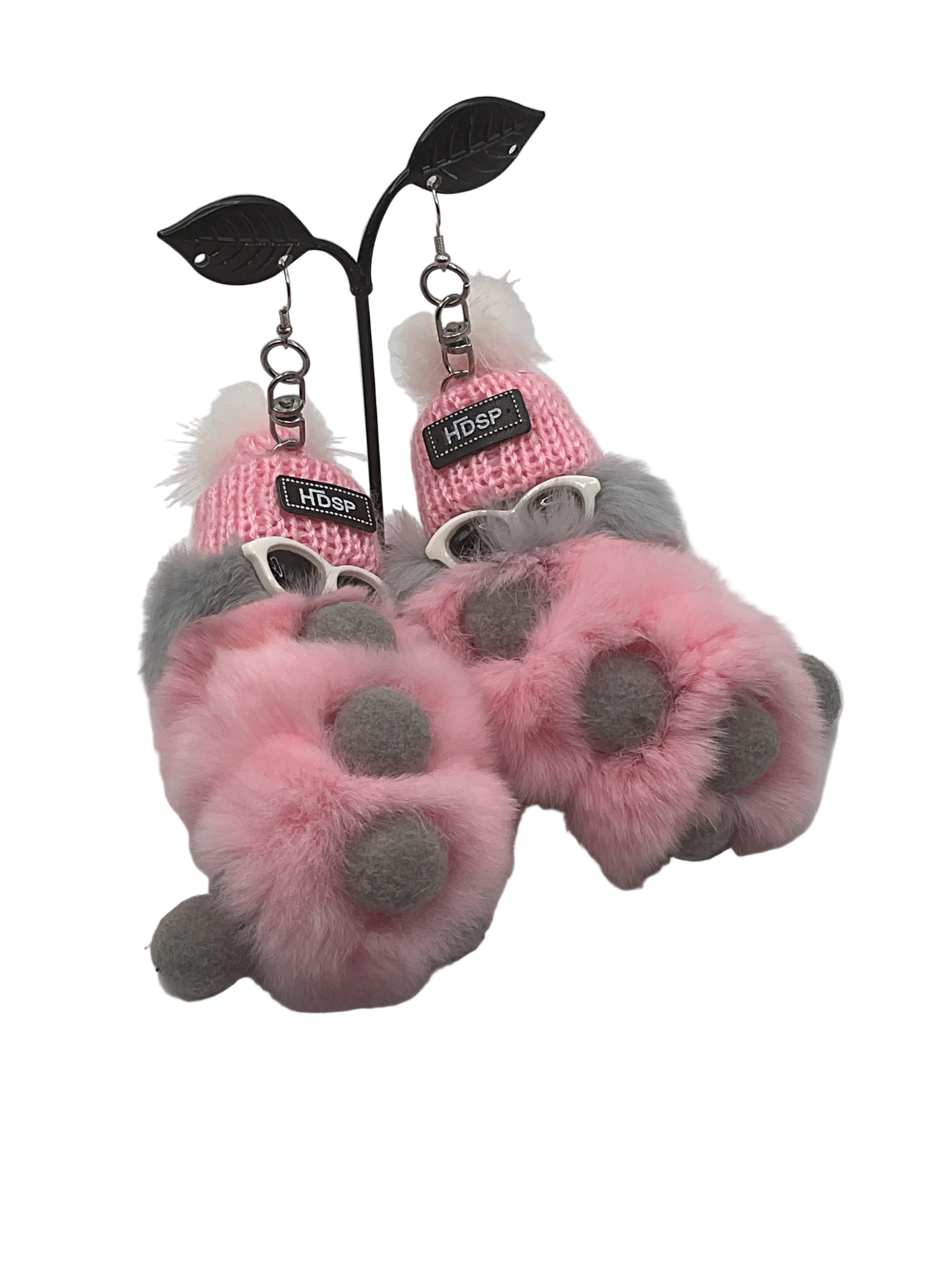 Rex Rabbit Fur Caterpillar Earrings