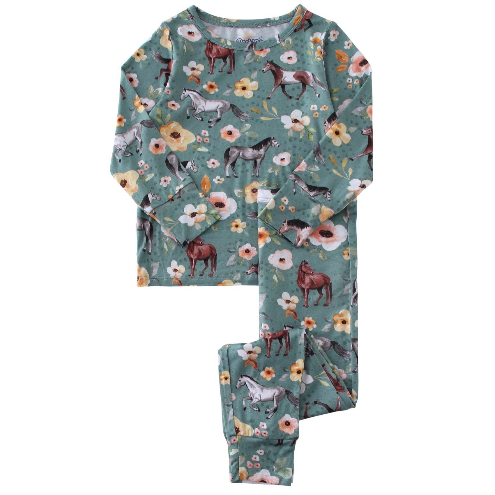 PoshTOT Floral Horse 2 Piece PJ Set