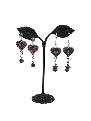 Dangling Heart and Charm Earrings