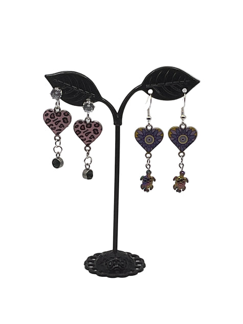 Dangling Heart and Charm Earrings
