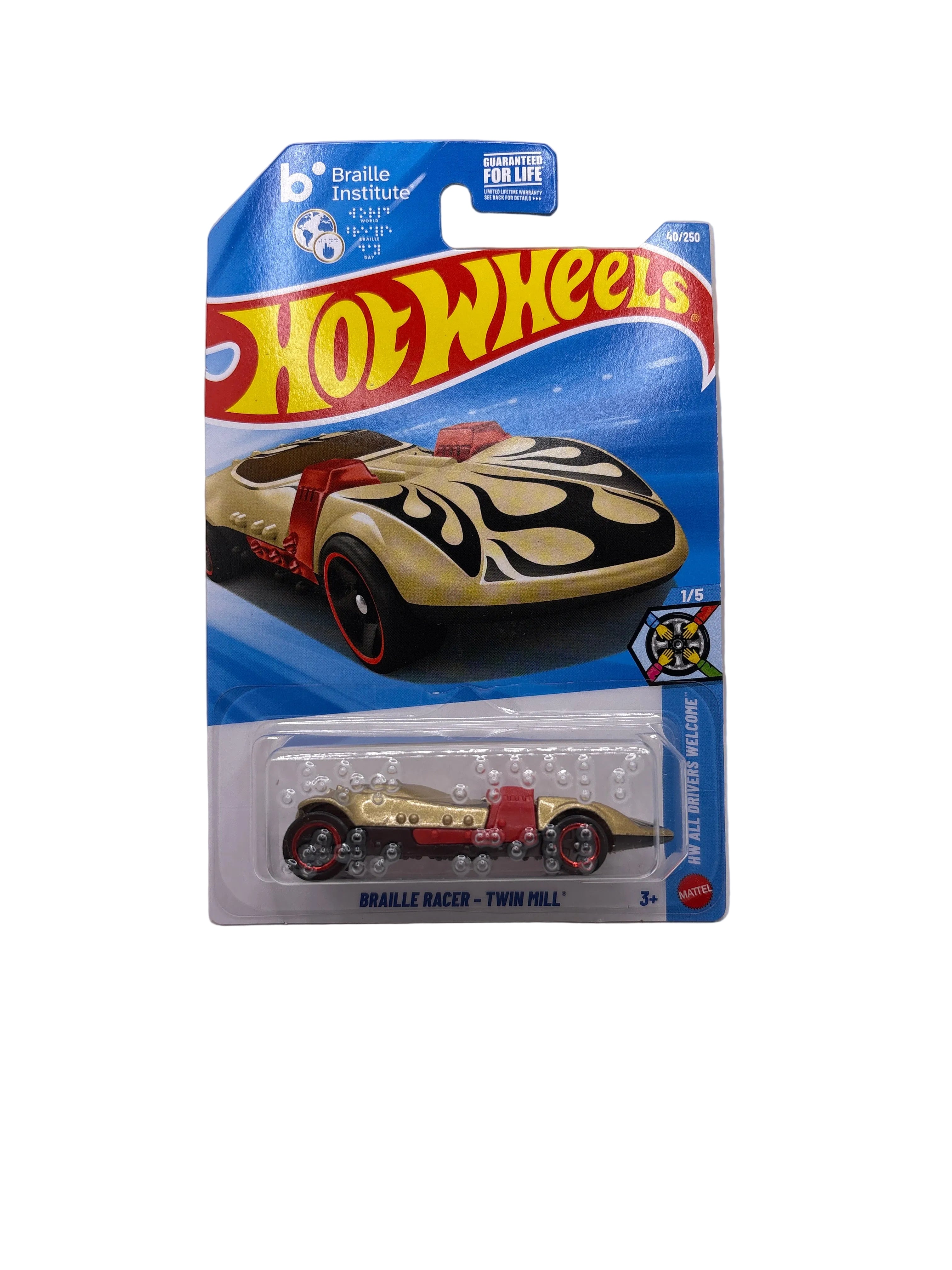 Hot Wheels Braille Racer-Twin Mill Diecast gold