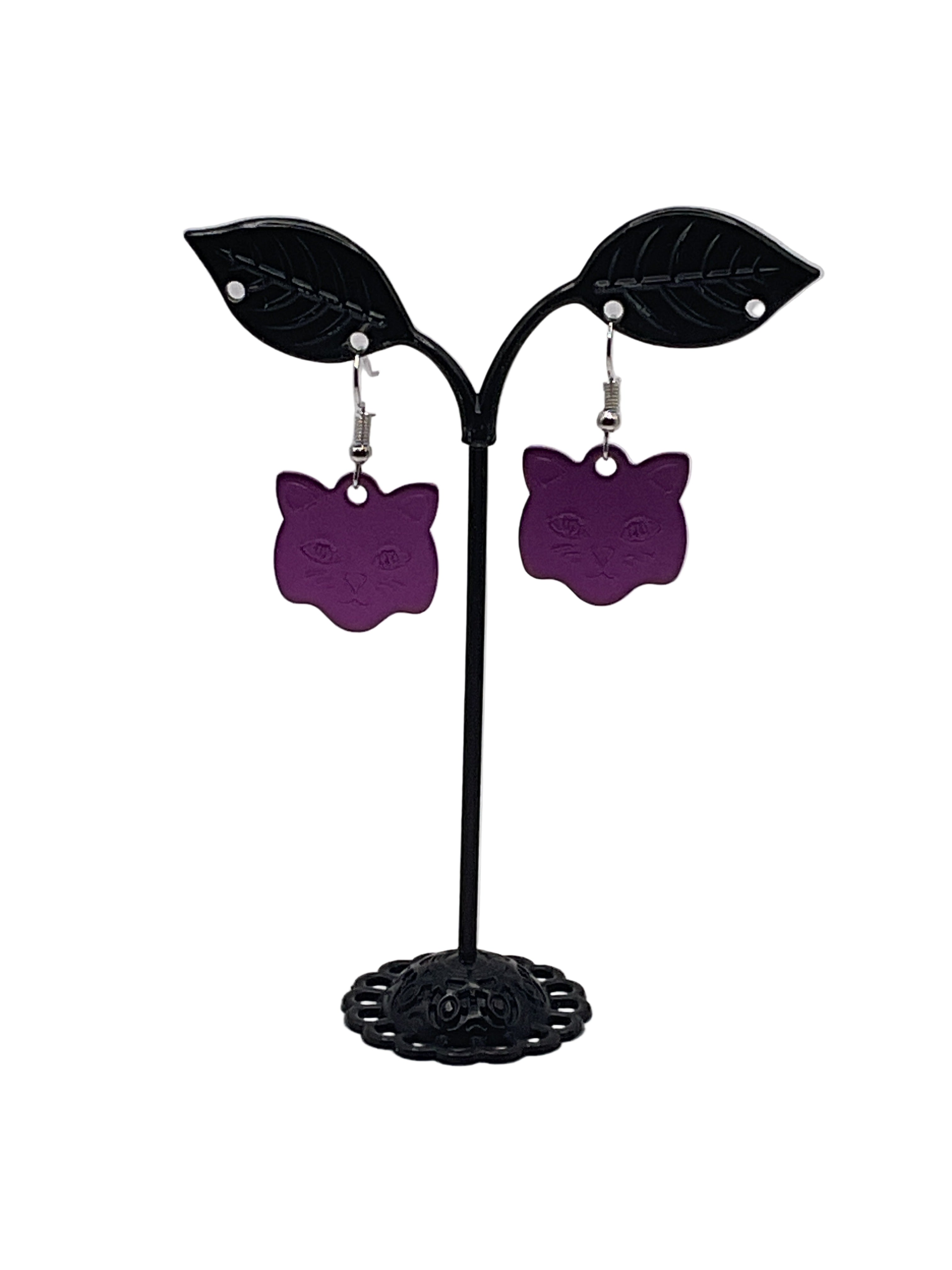 Cat Head Tag Earrings