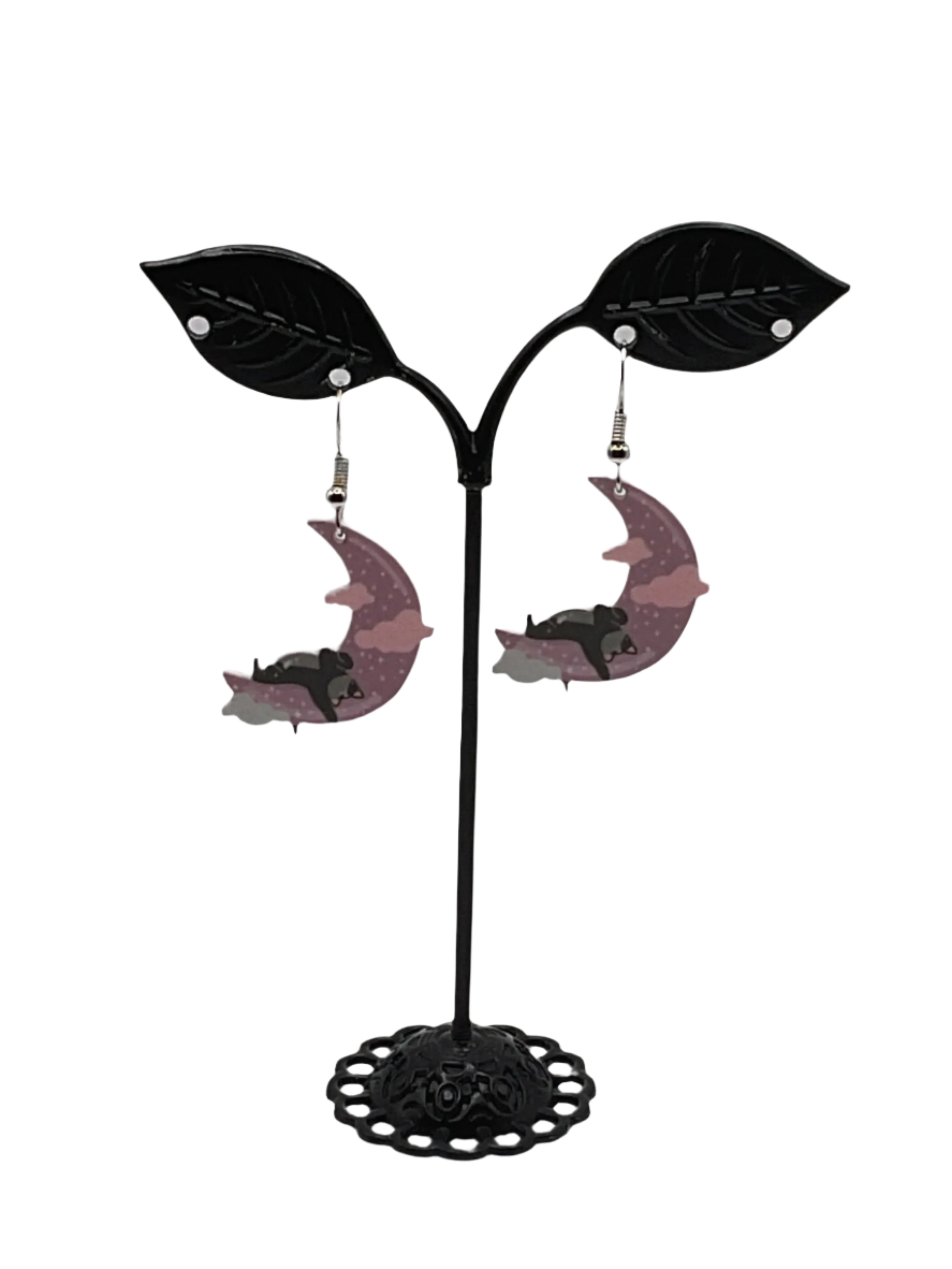 Pendientes Gato tendido en la luna