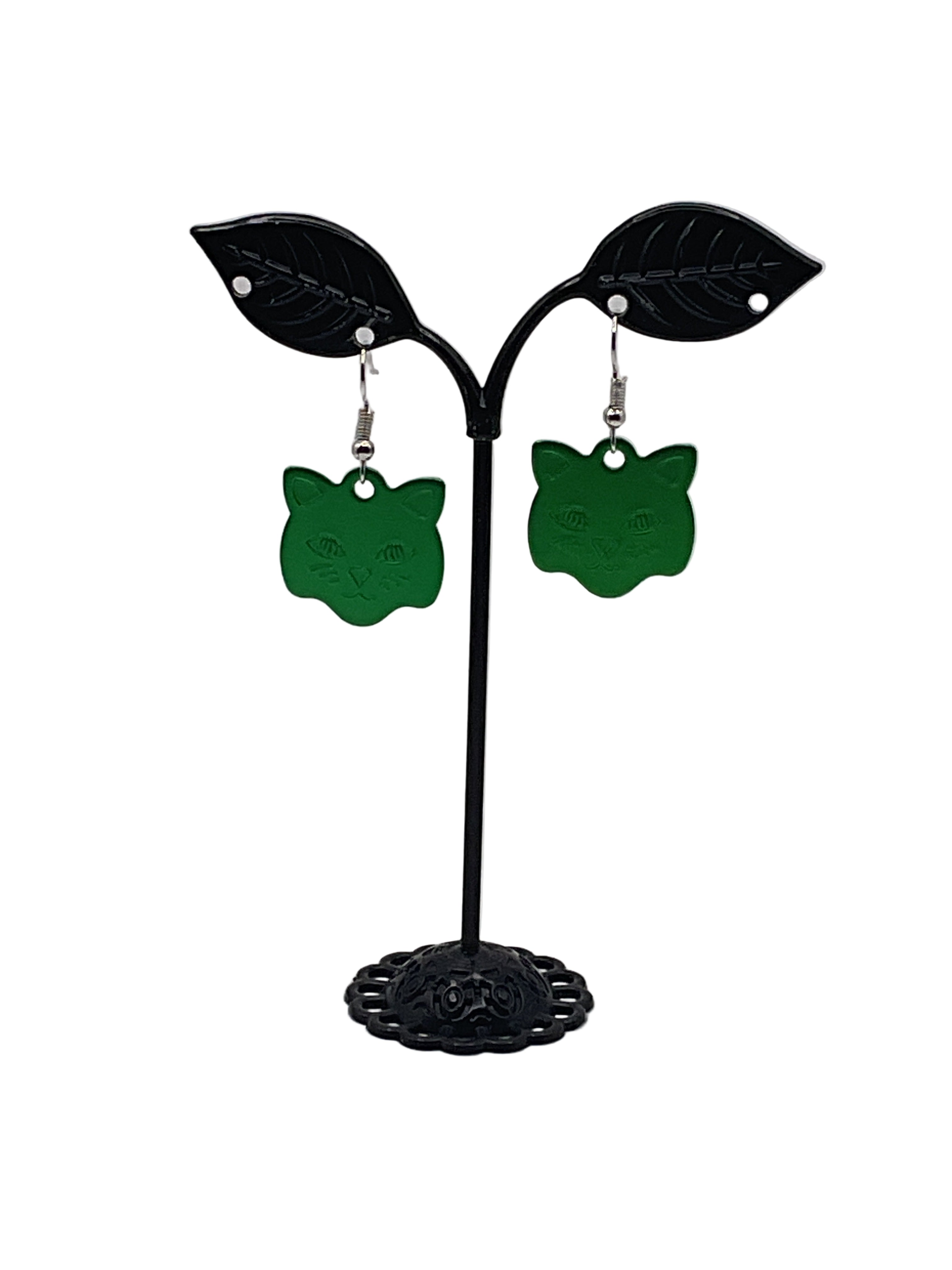 Cat Head Tag Earrings