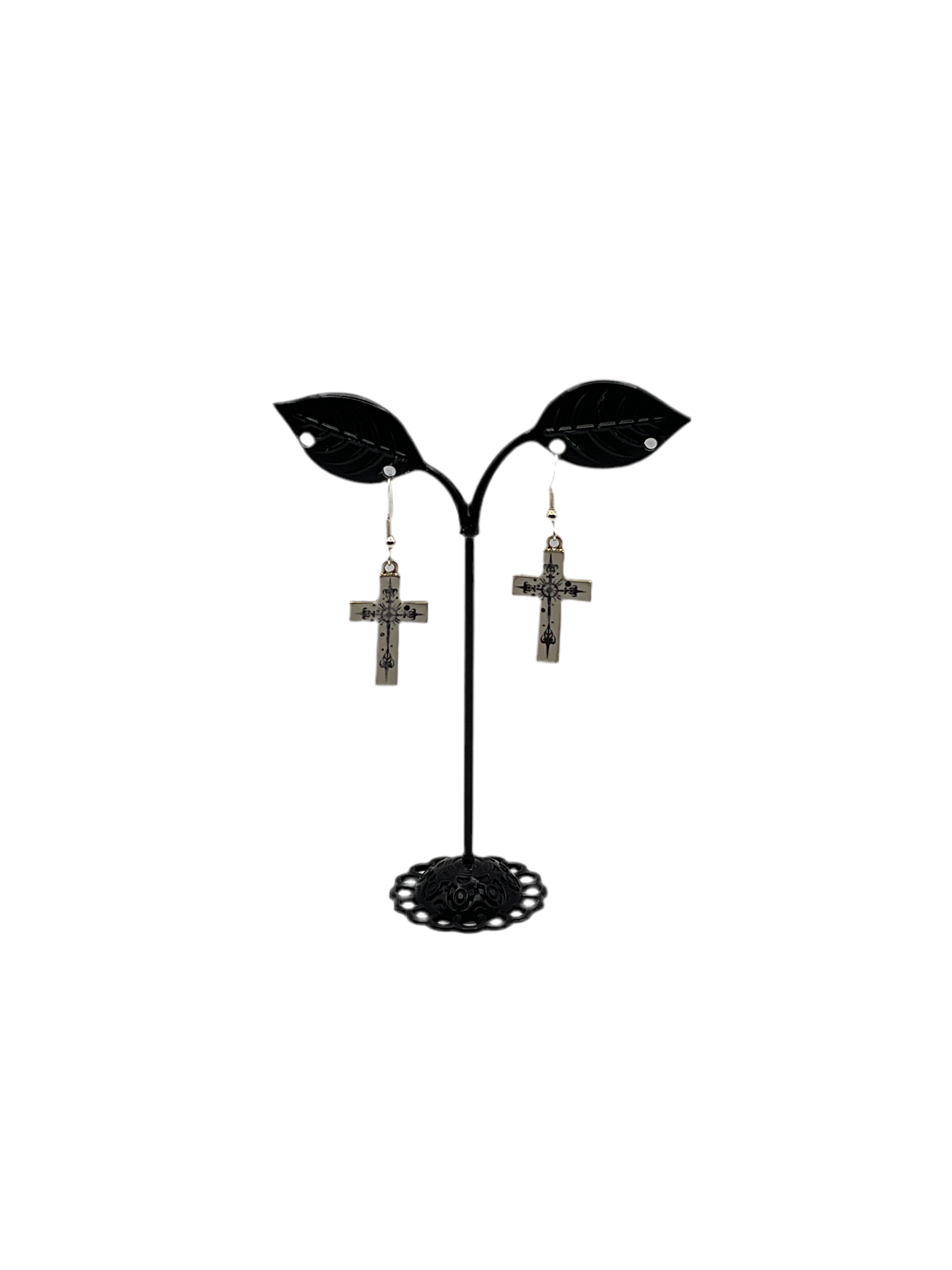 pendientes de cruz blanca