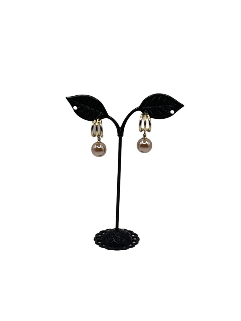 Dangling Tan Pearl Earrimgs