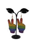Rainbow Peace Hand Earrings