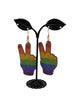 Rainbow Peace Hand Earrings