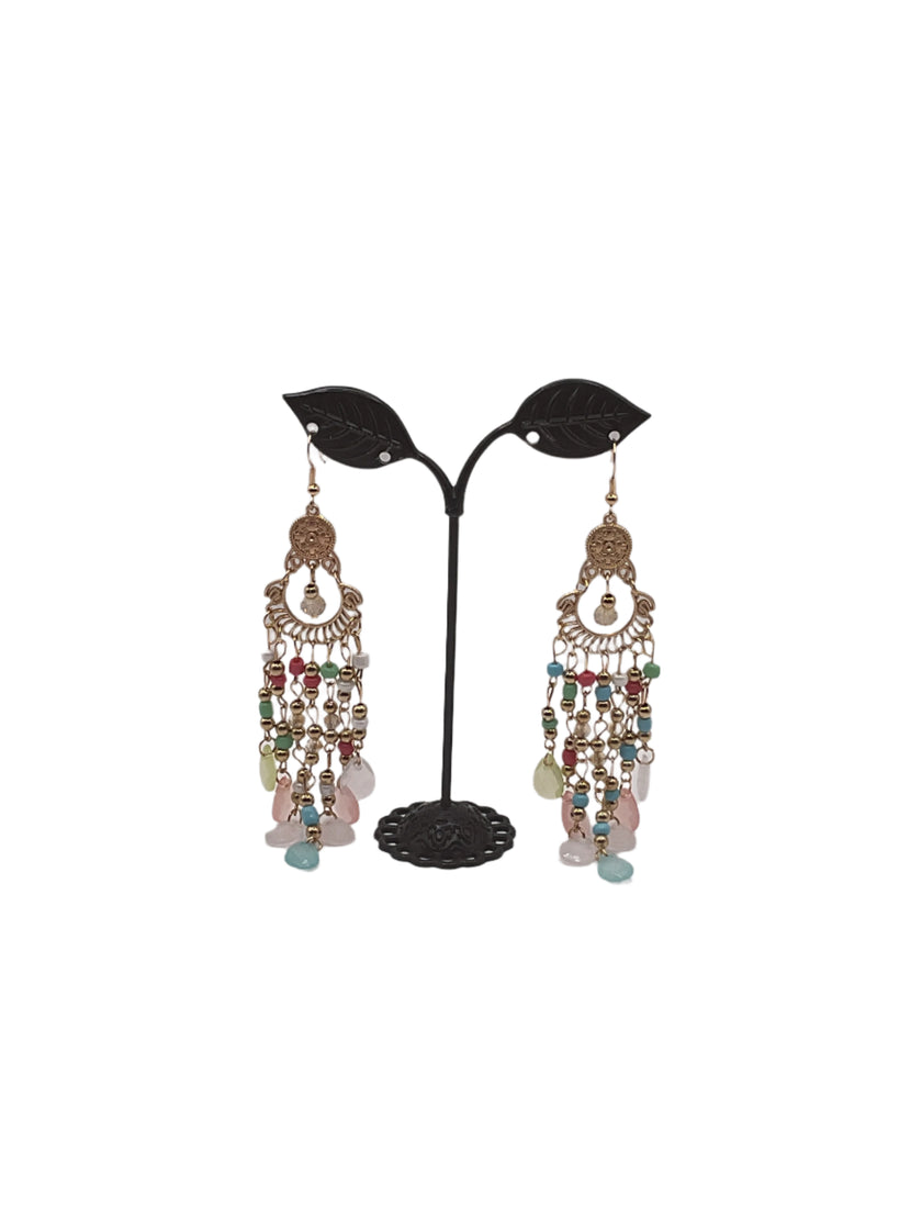 Golden tassel beaded earrings