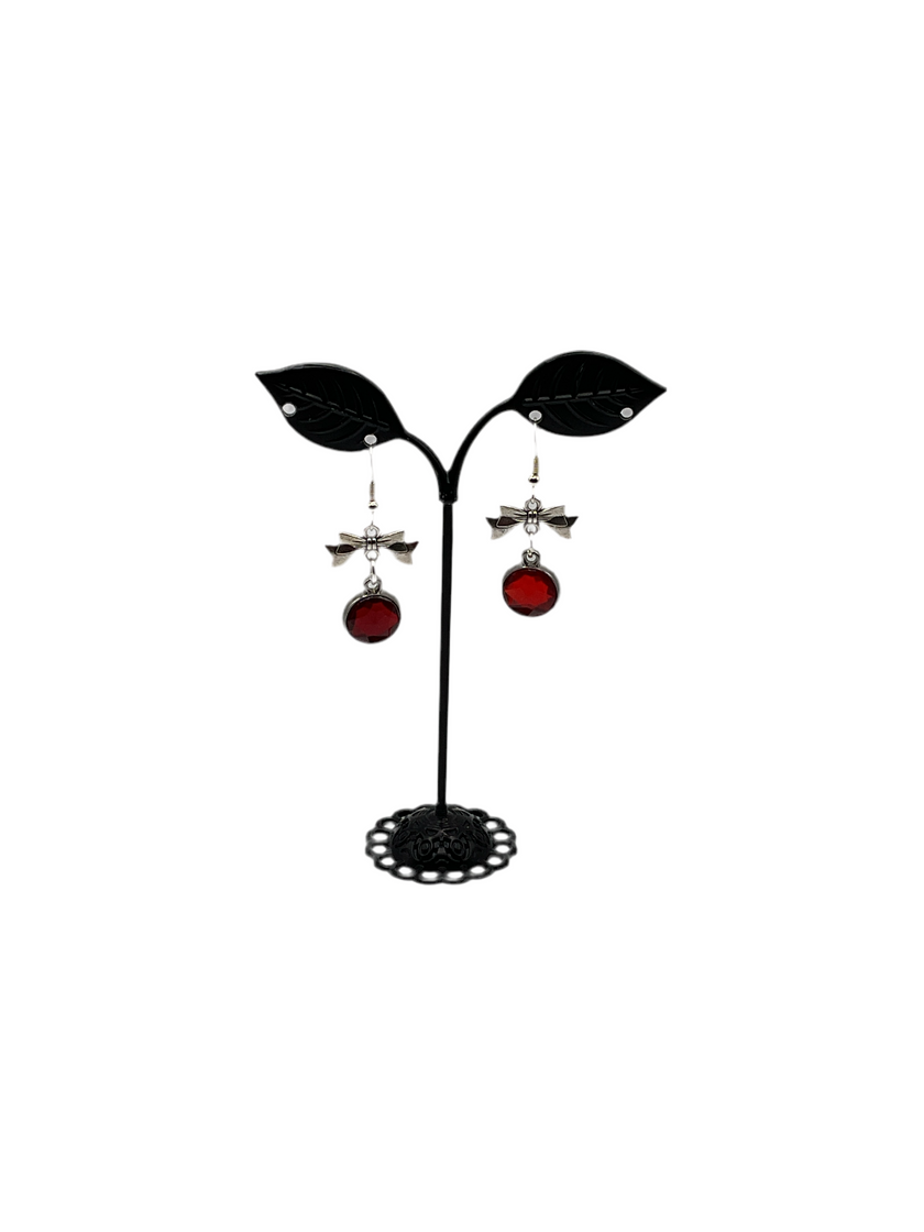 Red circle earrings