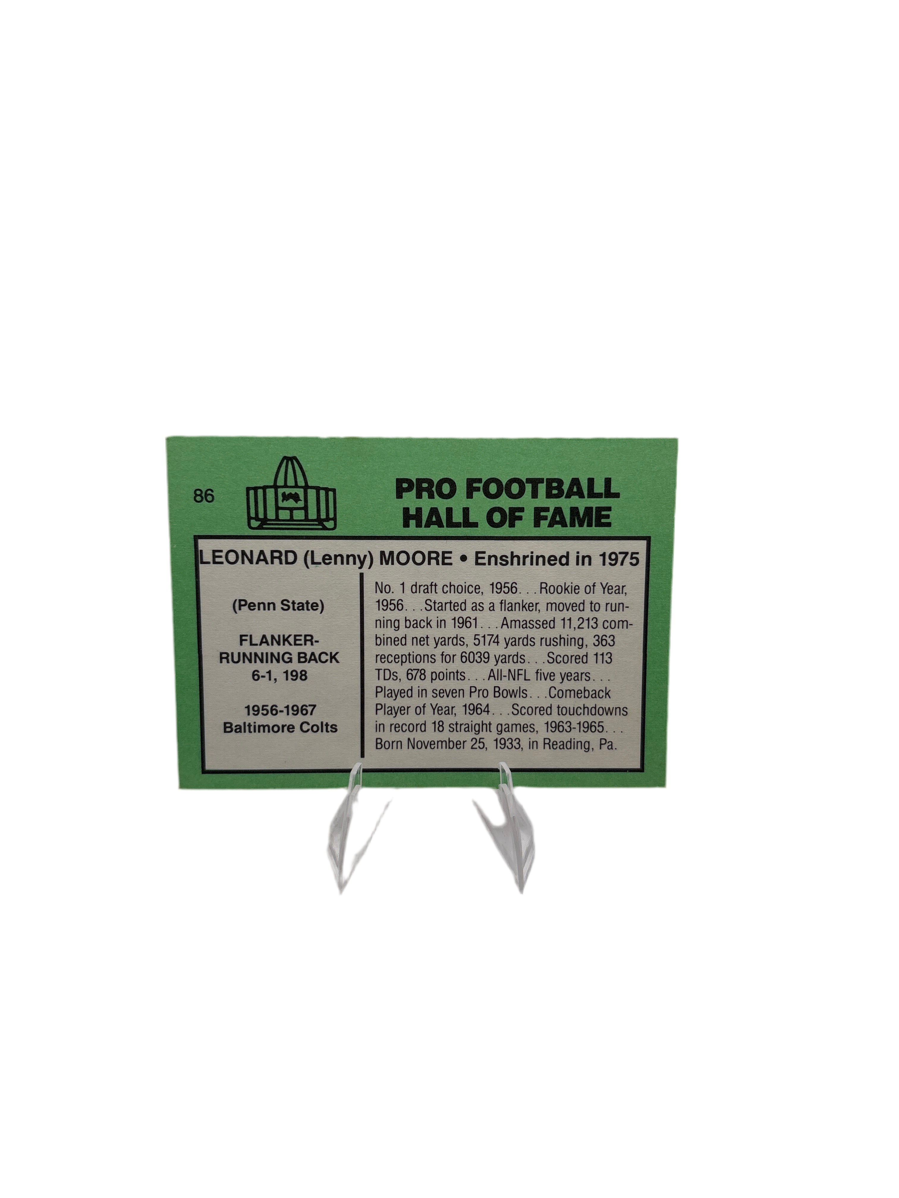 Football Immortals Leonard (Lenny) Moore