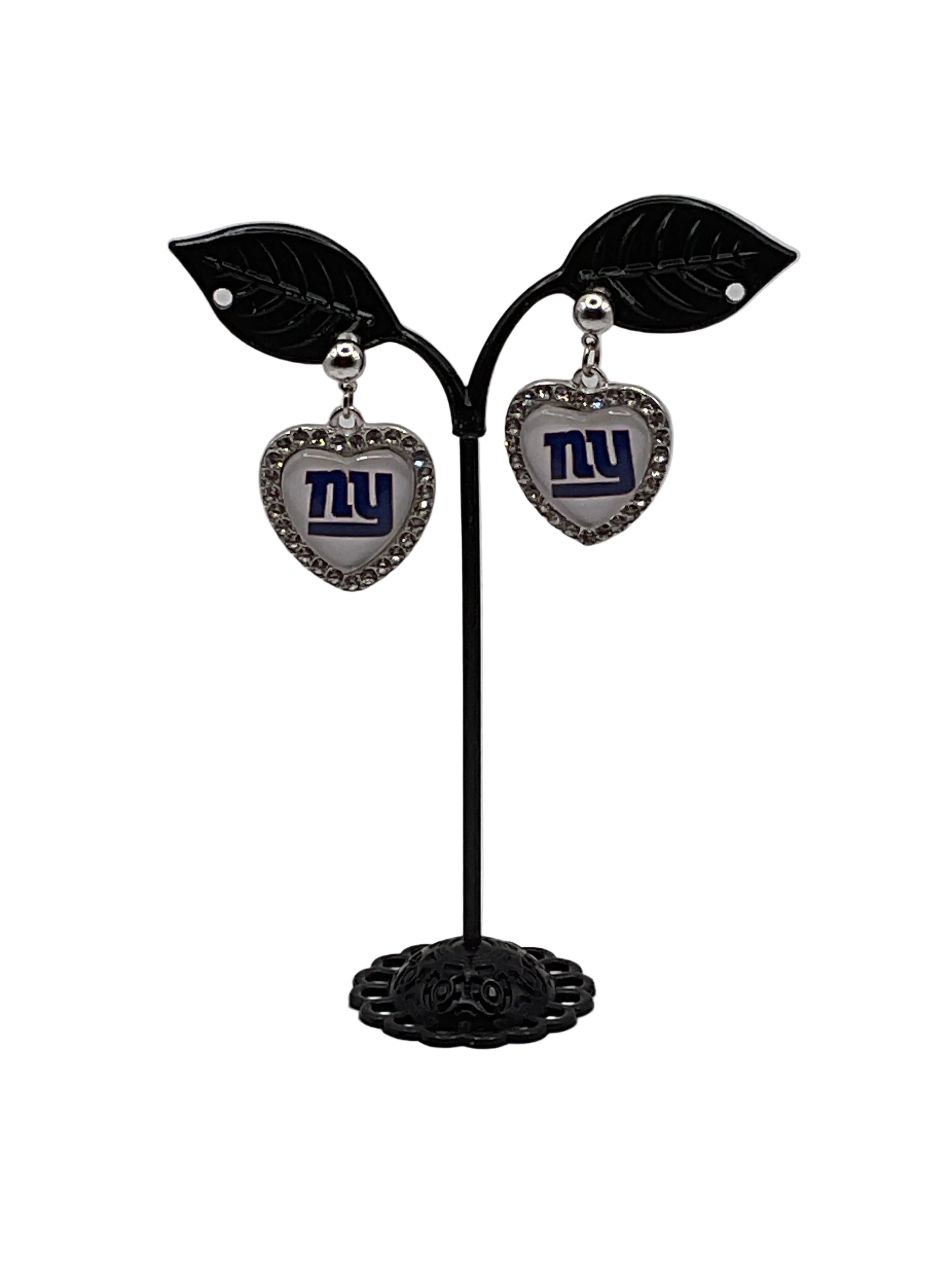 Football Heart And Crystal Earrings