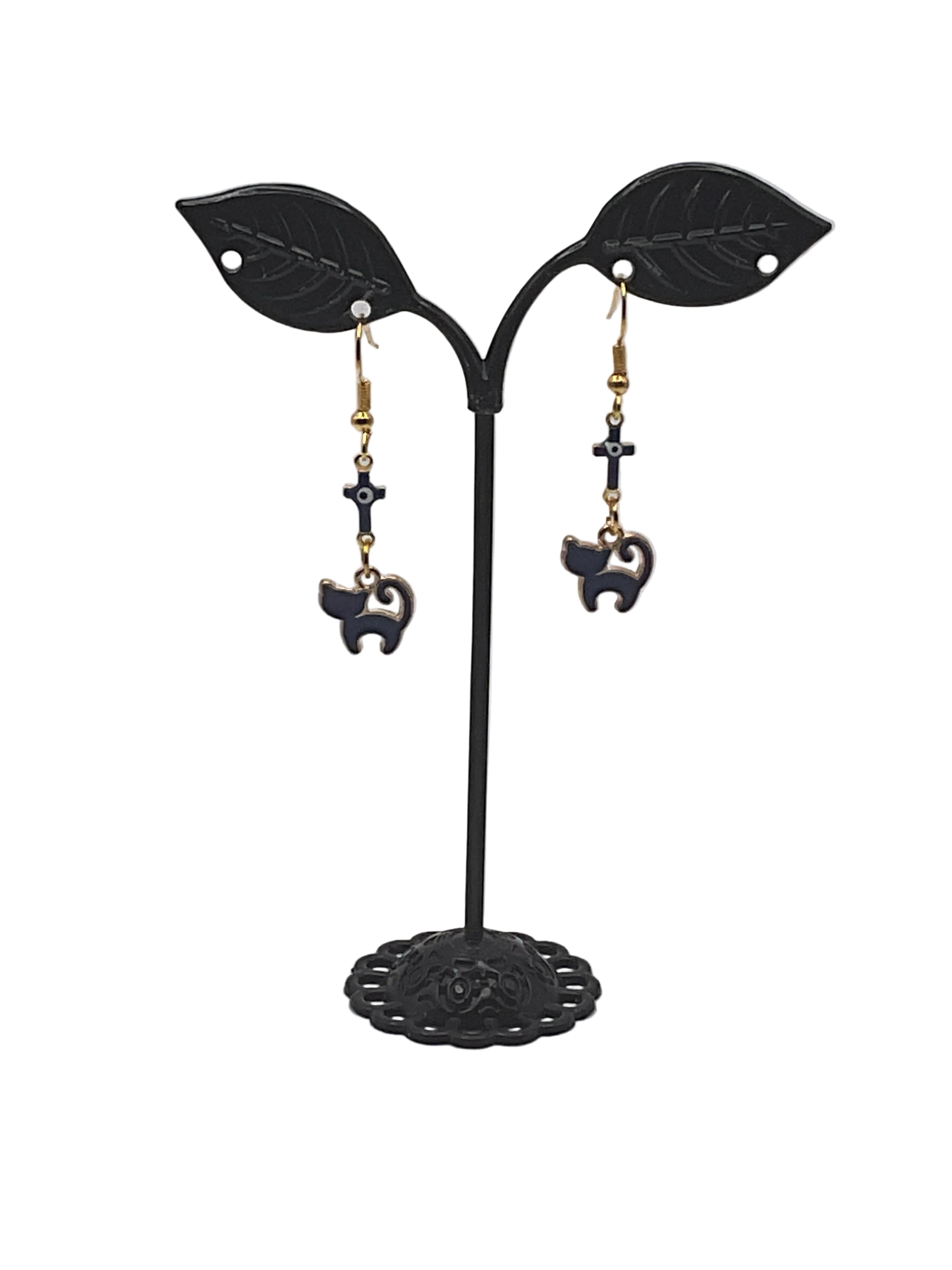 Kitties,Crosses  and Crystal  Earrings