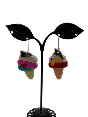 Mixed Ice Cream Cone Earrings