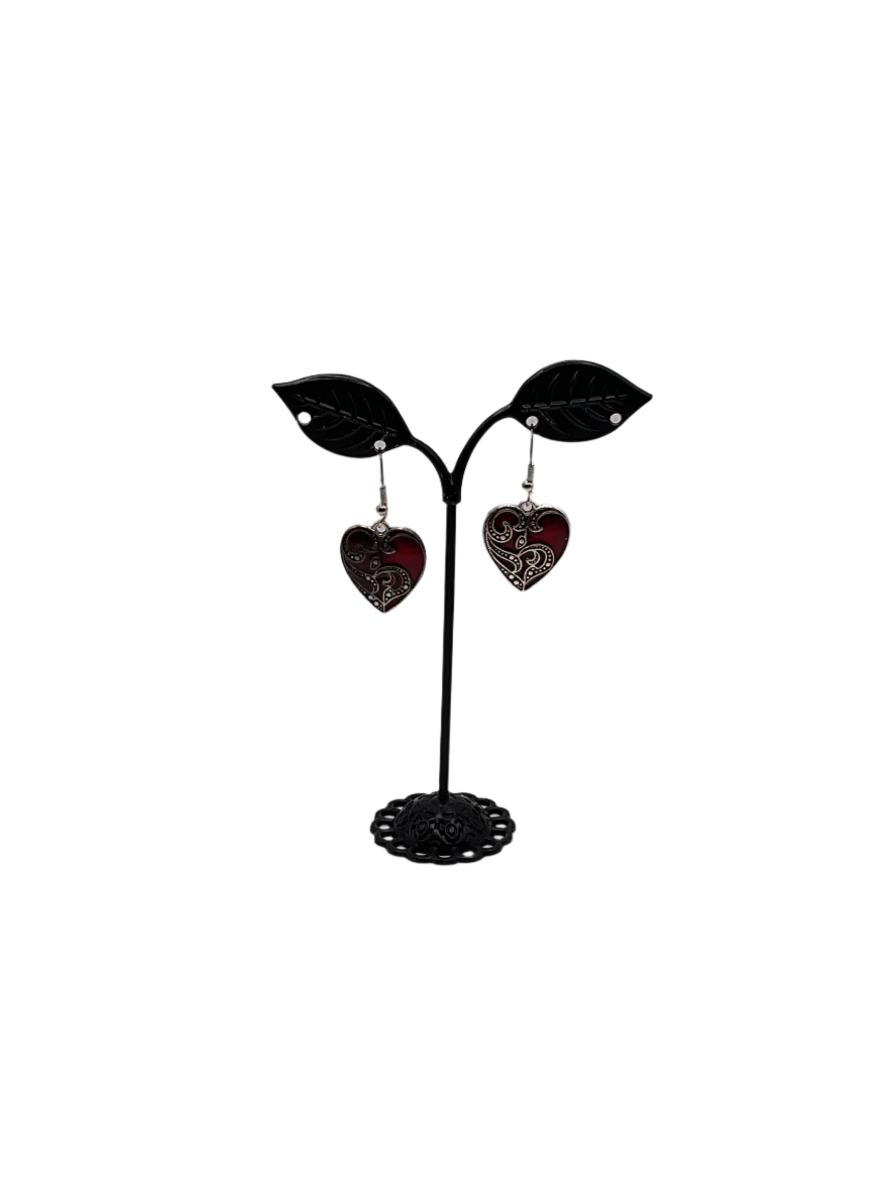 Pendientes de corazón rojo