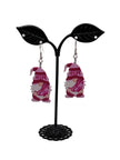 Breast cancer gnome earrings