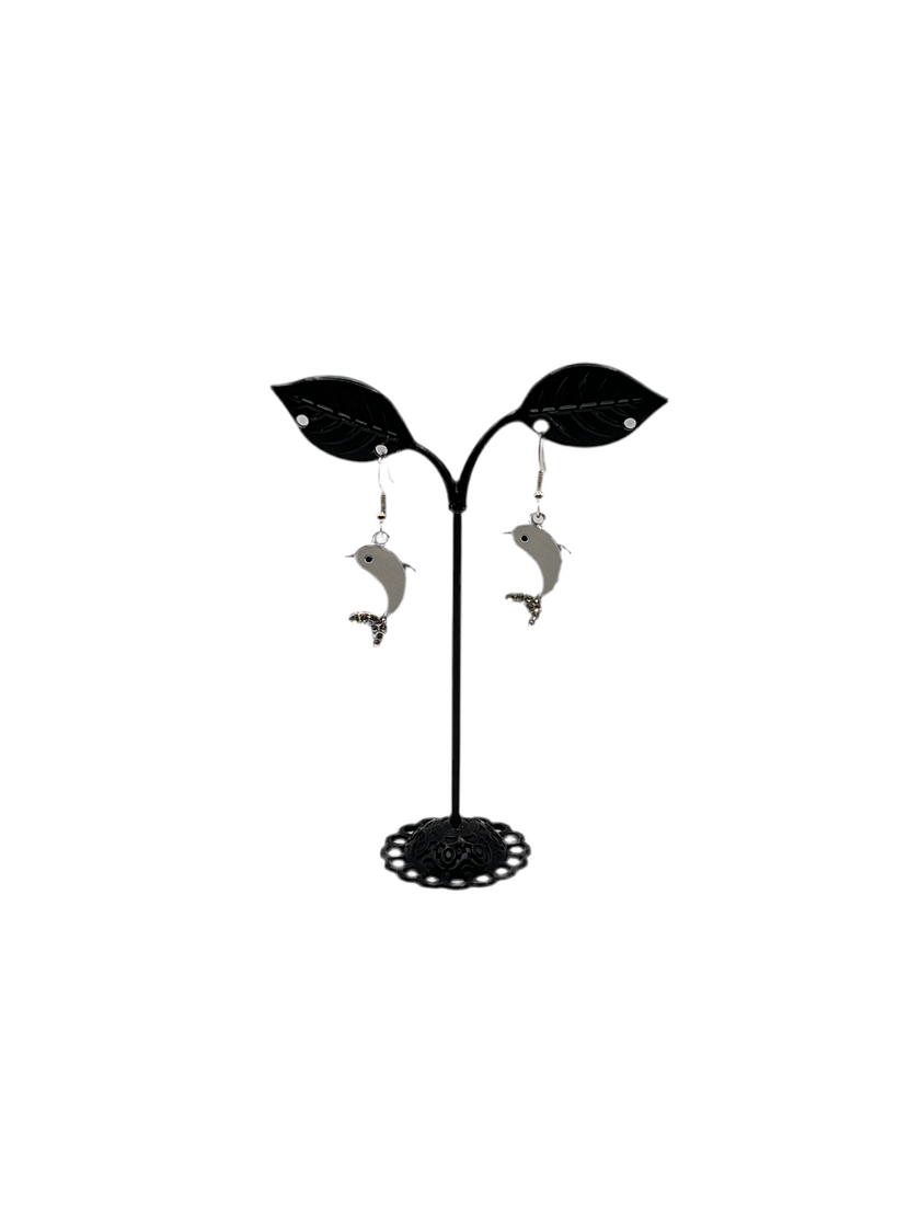 Pendientes Delfín Blanco con cristales