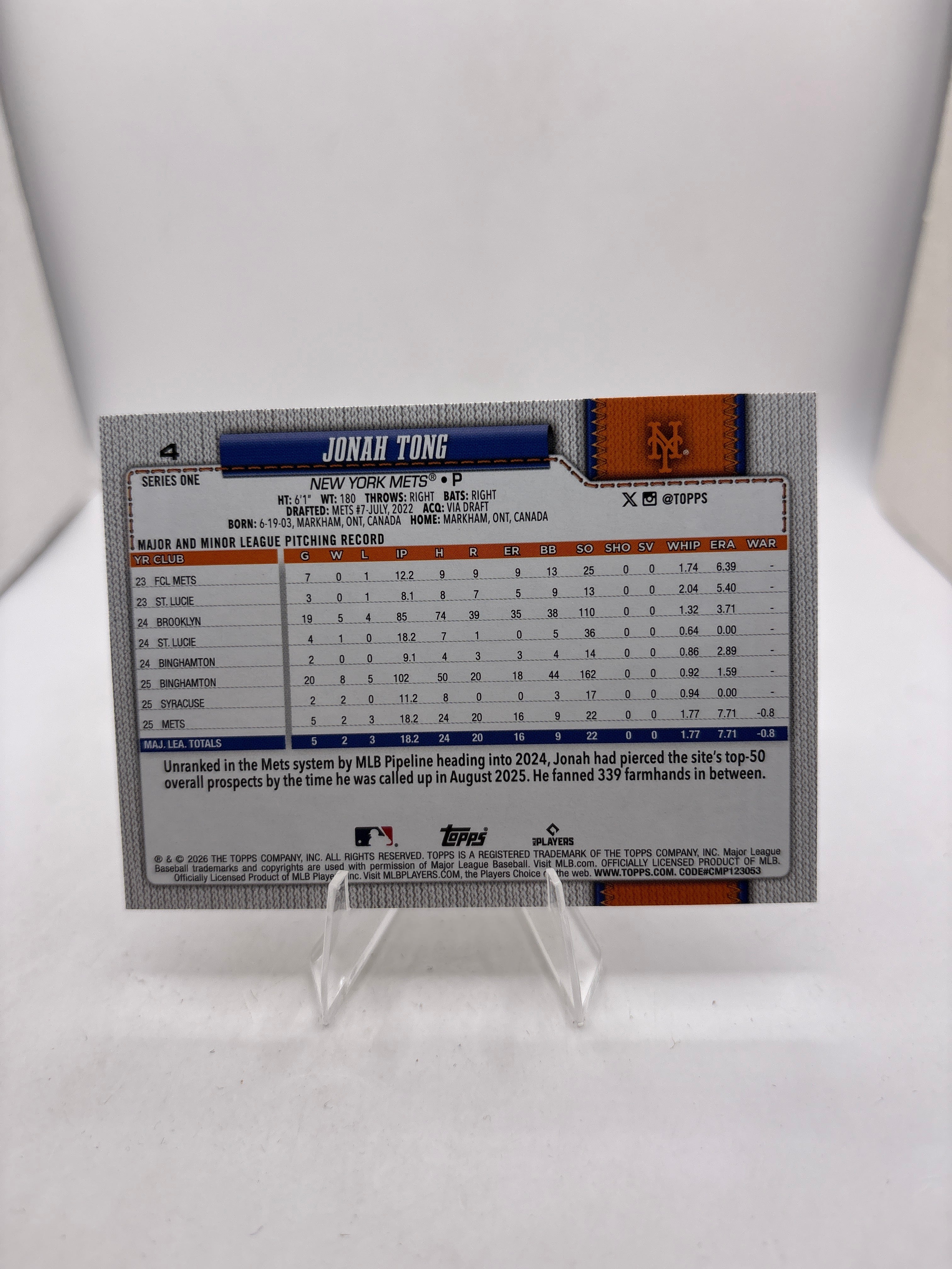 Topps Jonah Tong