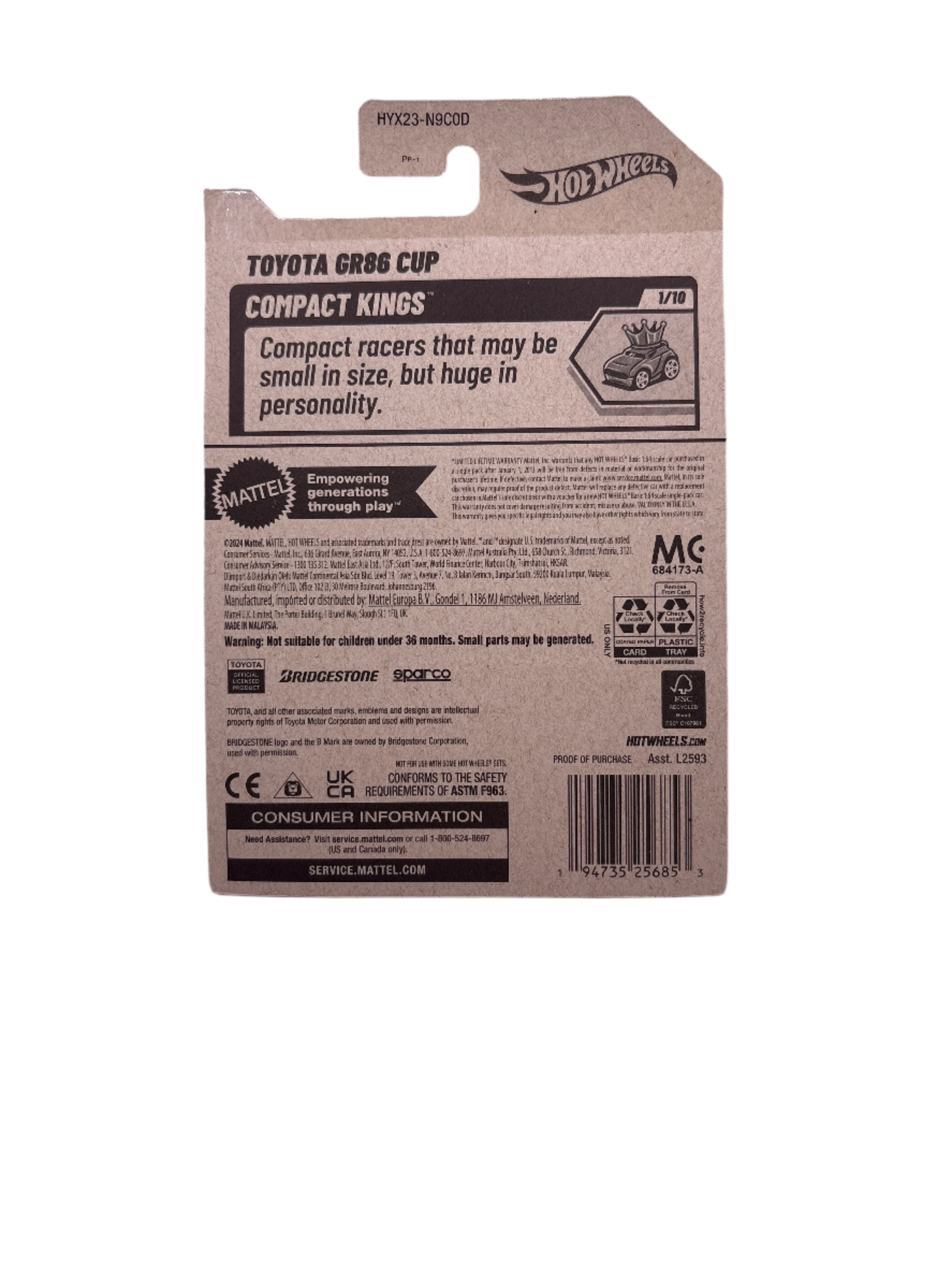 Hot Wheels Toyota GR86 Cup Diecast