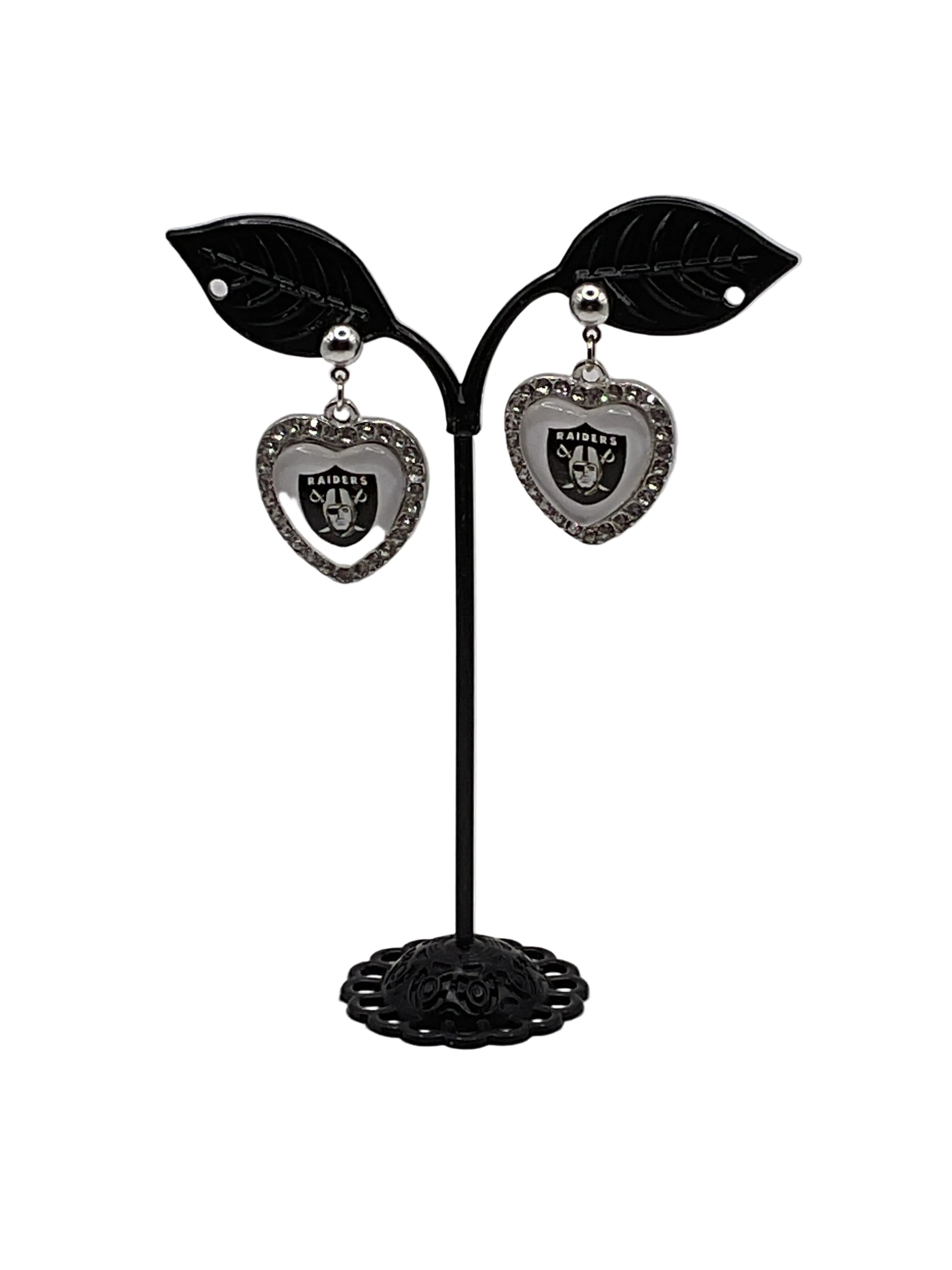 Football Heart And Crystal Earrings