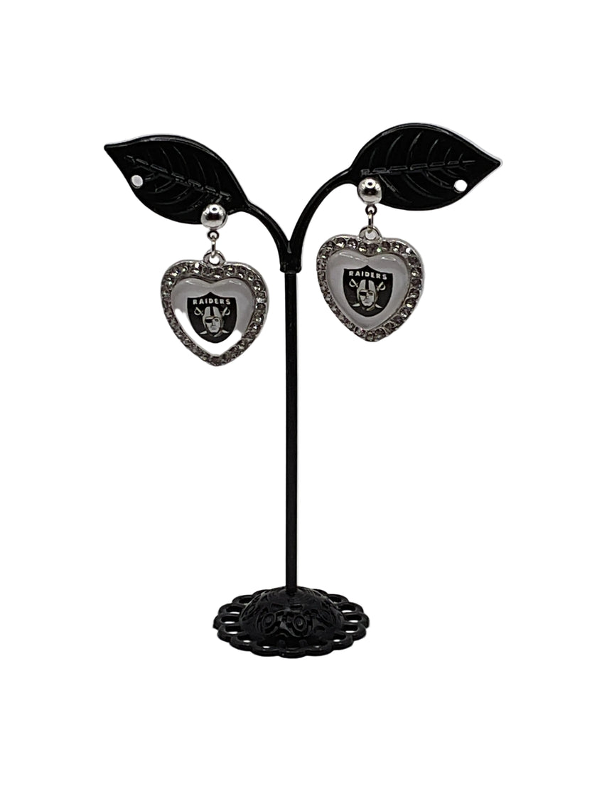 Football Heart And Crystal Earrings