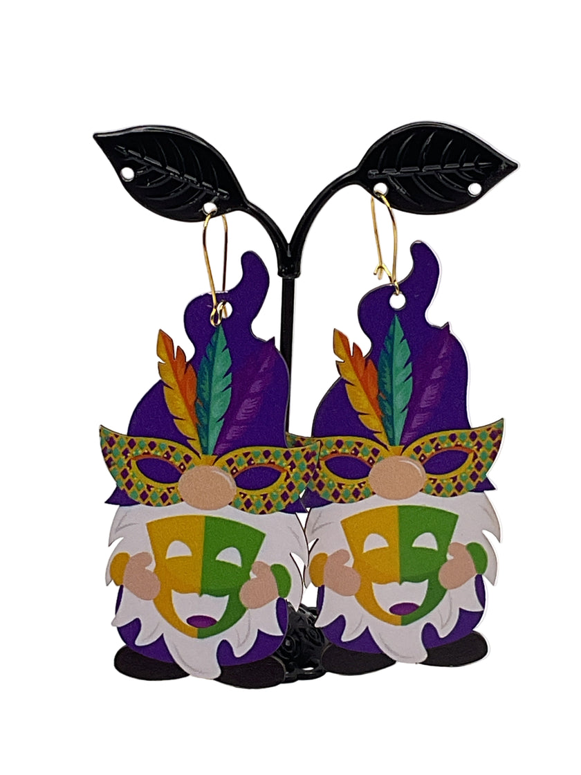 Mardi Gras Wooden Earrings