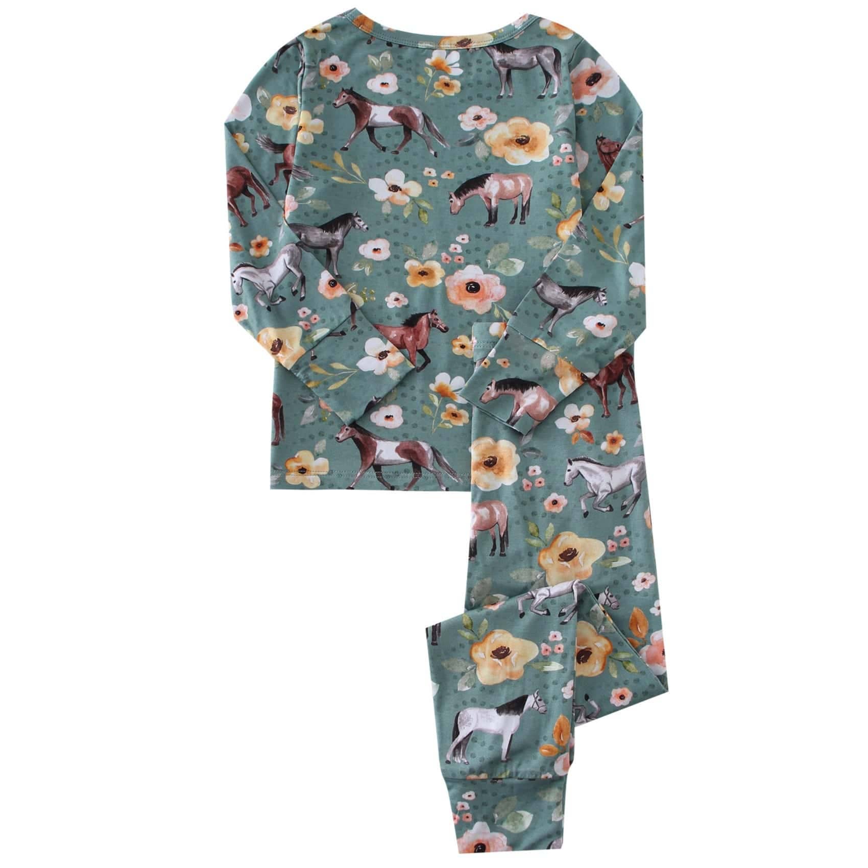 PoshTOT Floral Horse 2 Piece PJ Set