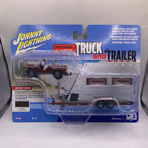 Johnny Lightning 1966 Ford Bronco With Open Car Trailer Diecast