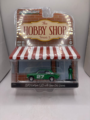 Greenlight 1970 Datsun 510 With Race Car Driver Diecast green