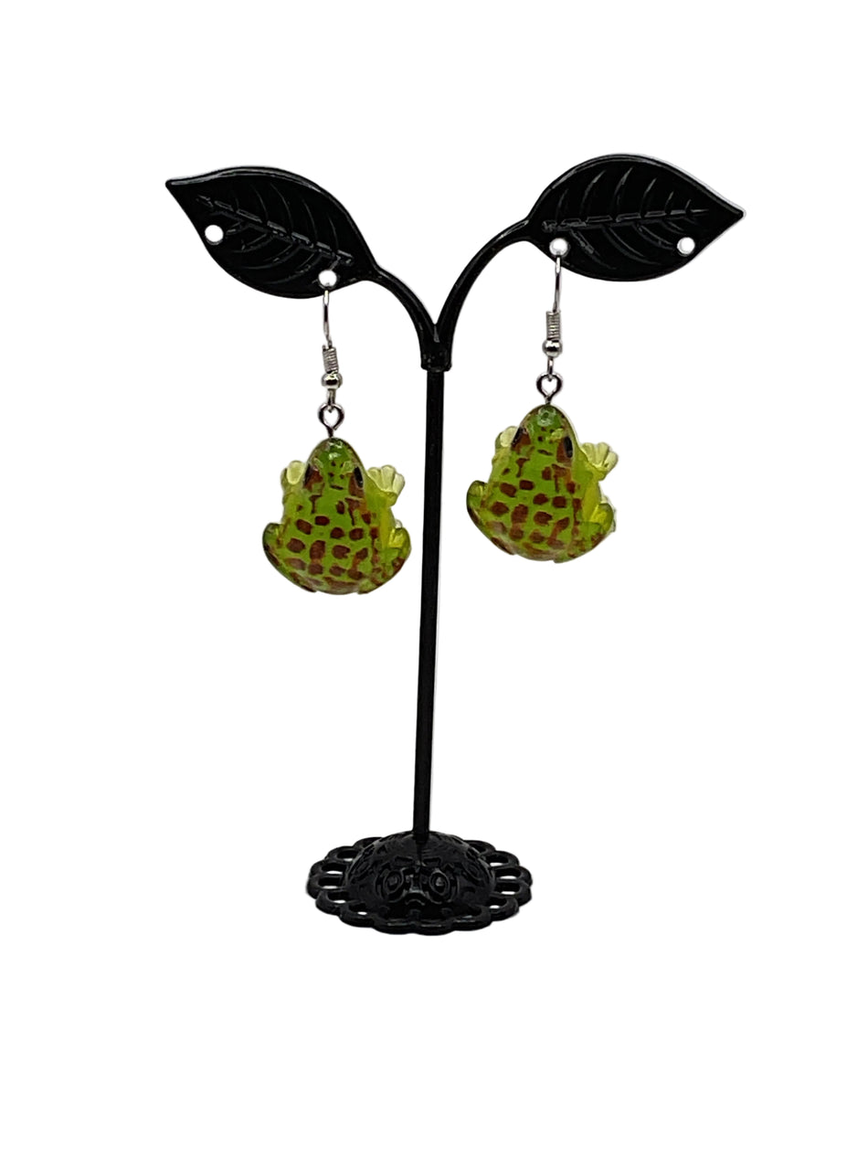 Green Frog Earrings