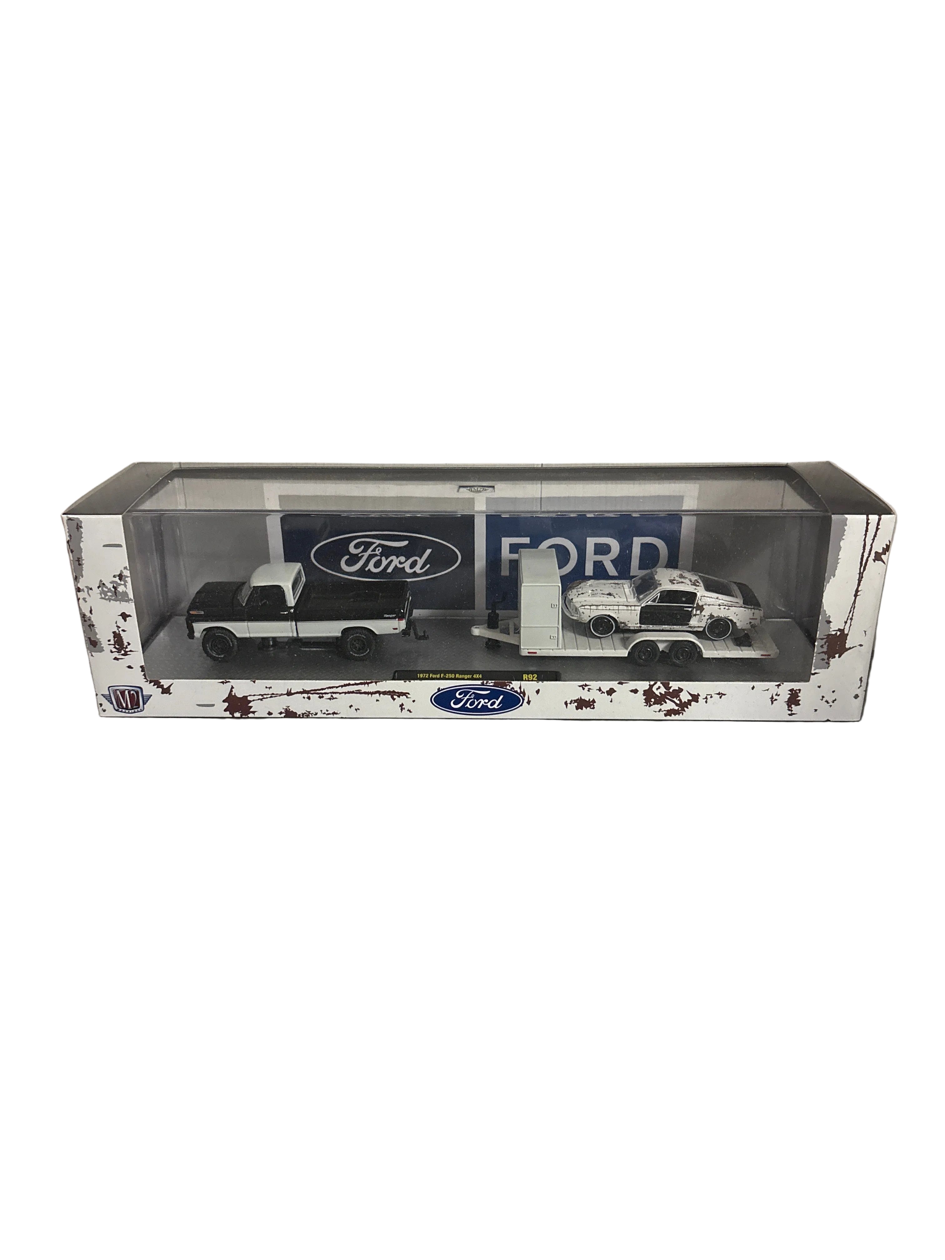 M2 1972 Ford F-250 Ranger 4x4 & 1968 Ford Mustang GT390 Diecast multi color