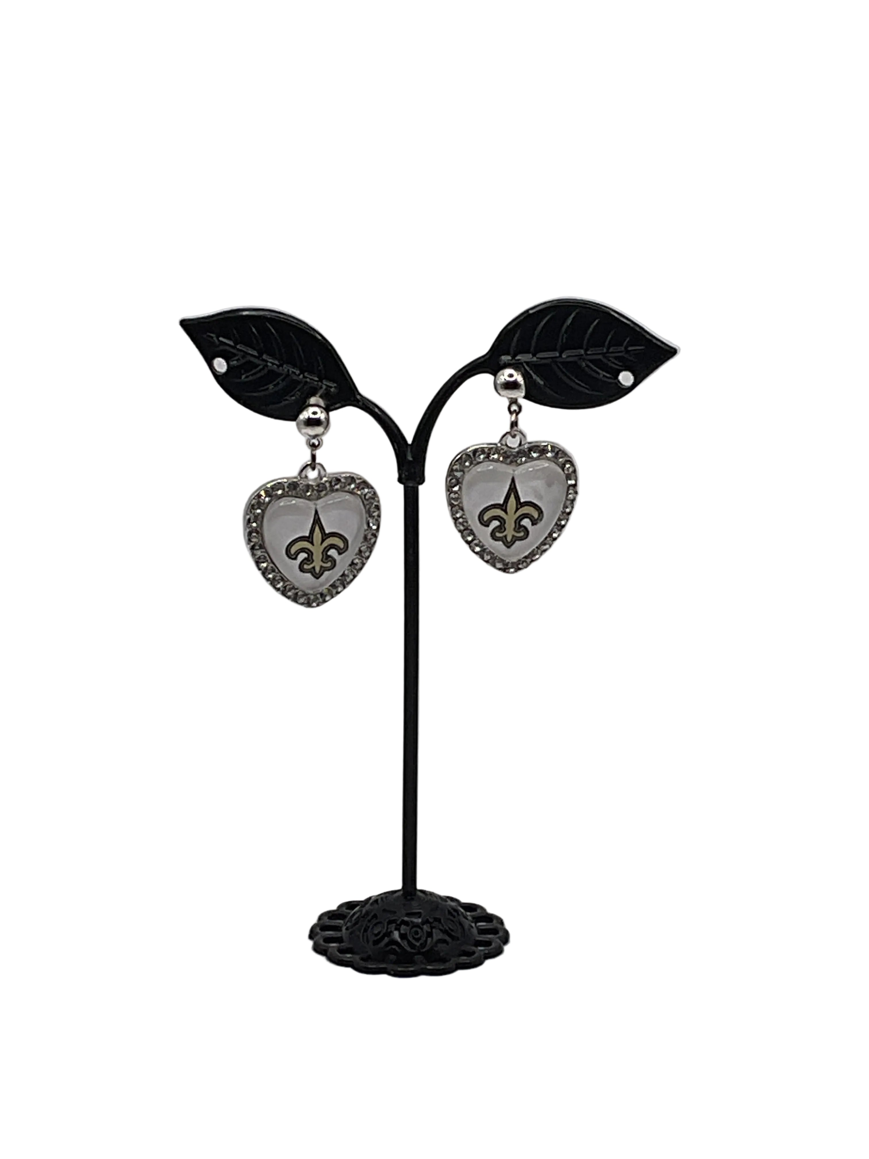 Football Heart And Crystal Earrings
