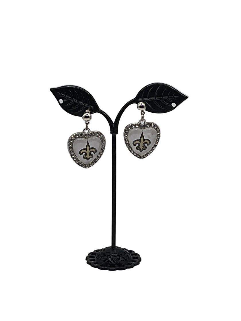 Football Heart And Crystal Earrings