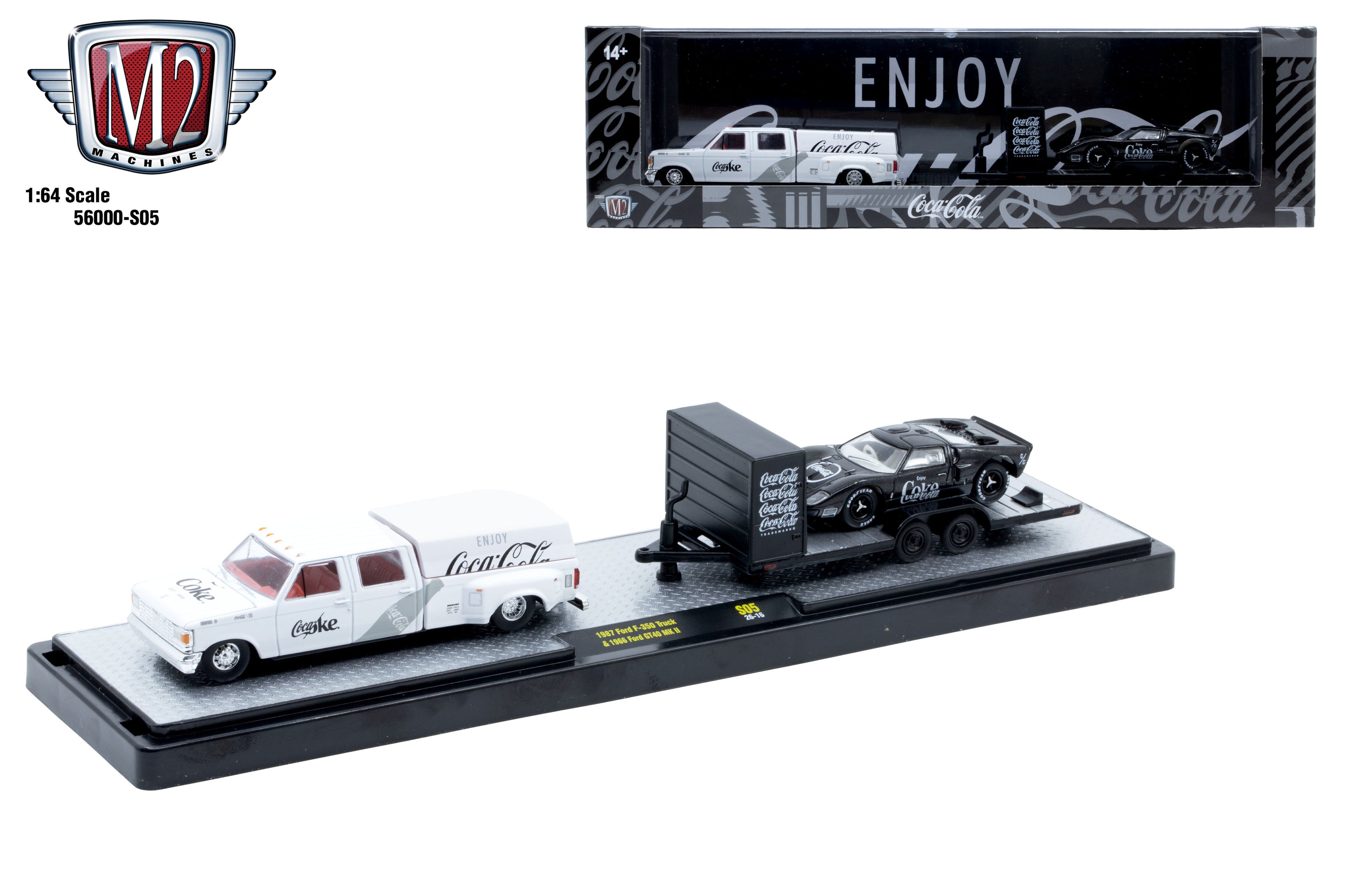 Pre-order  M2 Coke Haulers 56000 Series 1987 Ford F-350 Truck & 1966 Ford GT40 MK2 DIECAST WHITE